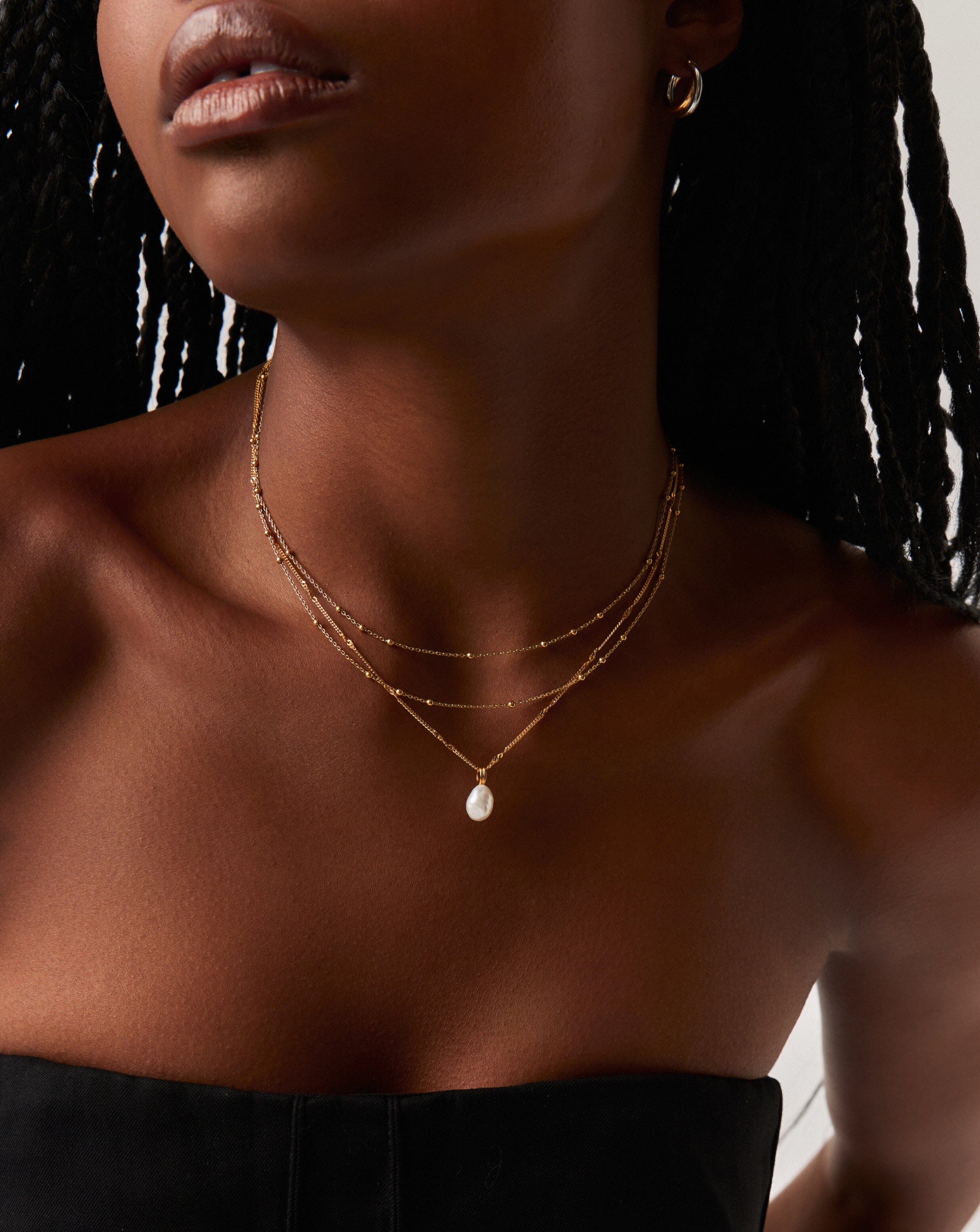 Baroque Pearl Twisted Chain Necklace | 18ct Gold Vermeil/Pearl