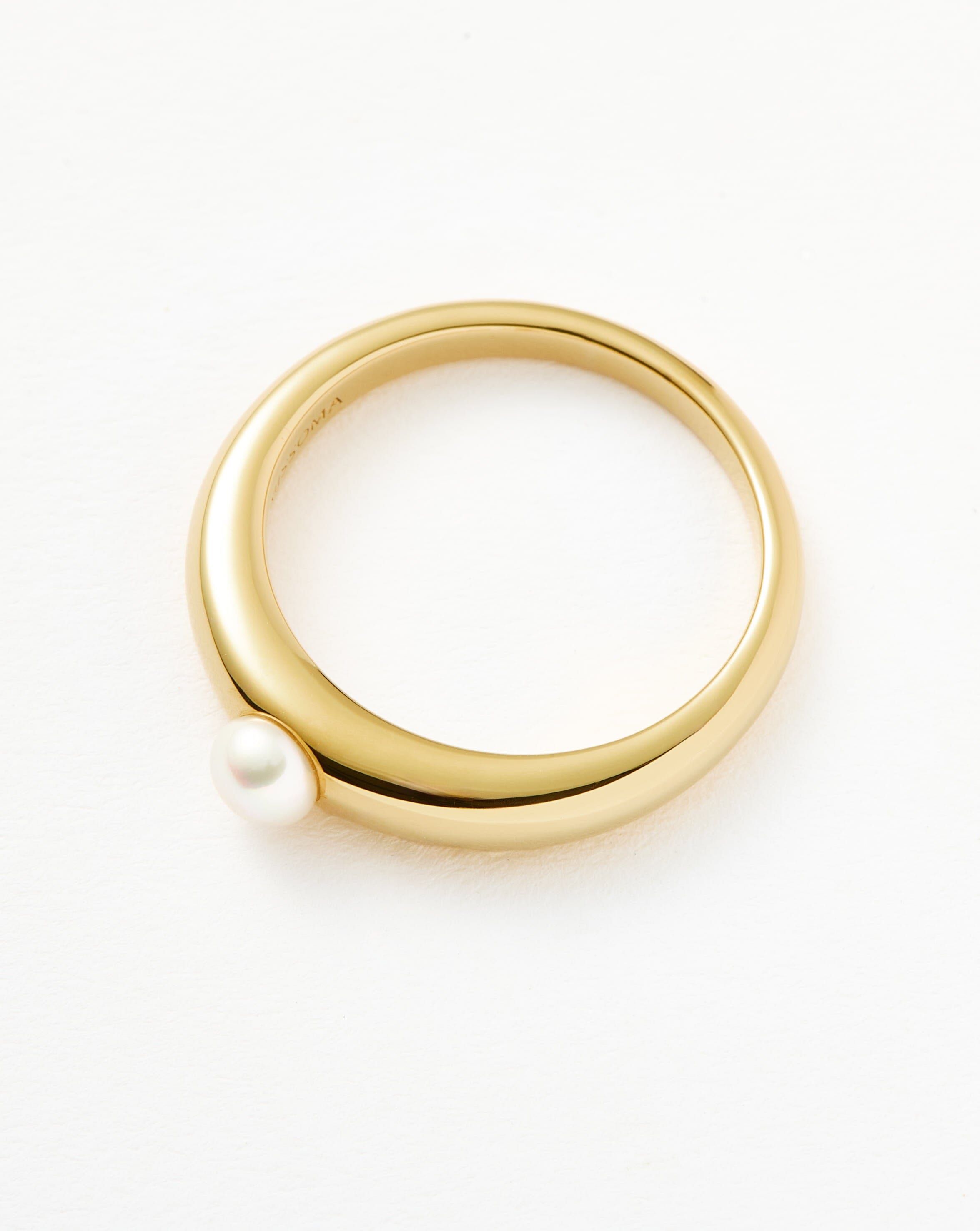 Button Pearl Classic Stacking Ring | 18ct Gold Vermeil/Pearl