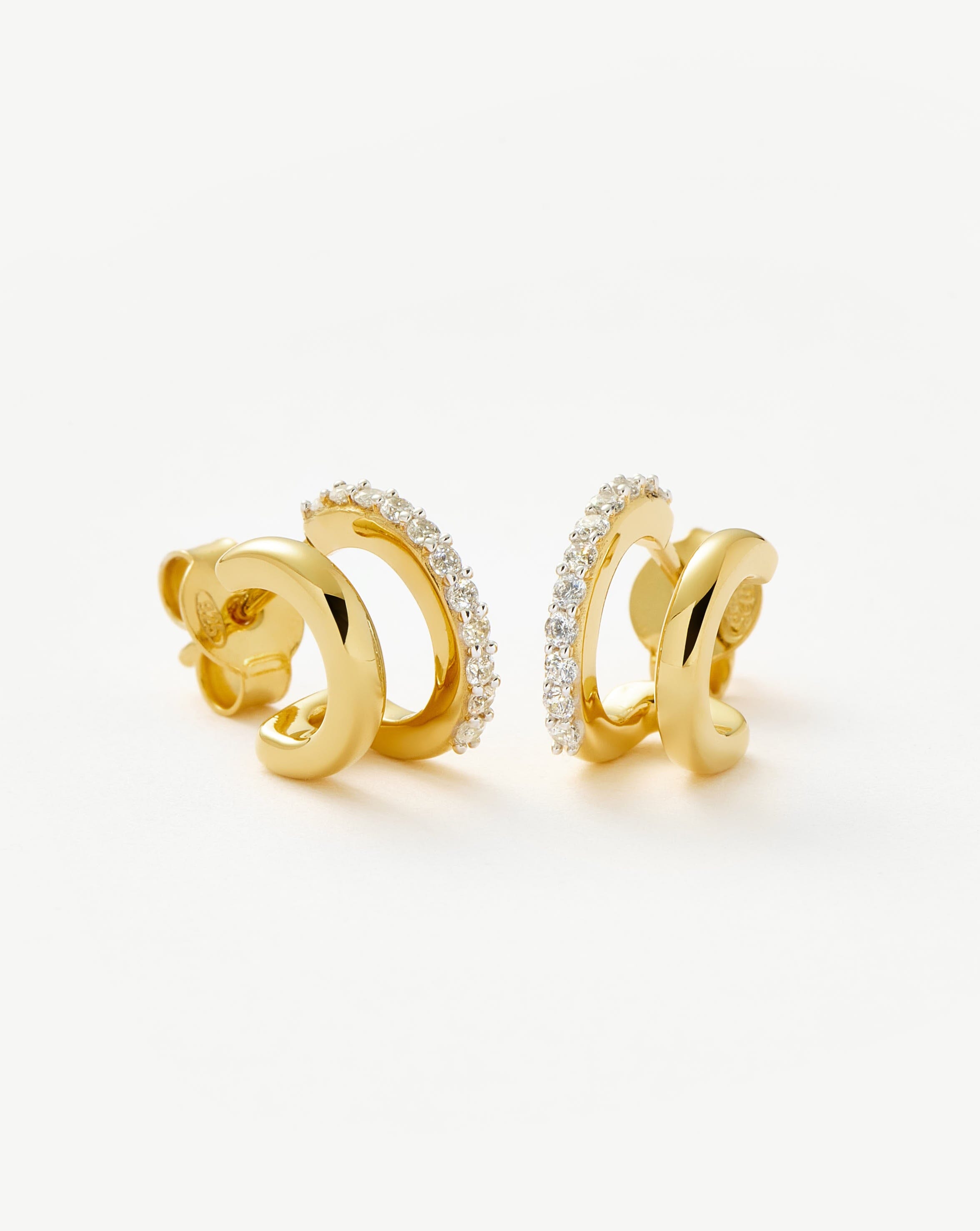 Classic Double Huggies | 18ct Gold Vermeil/Cubic Zirconia