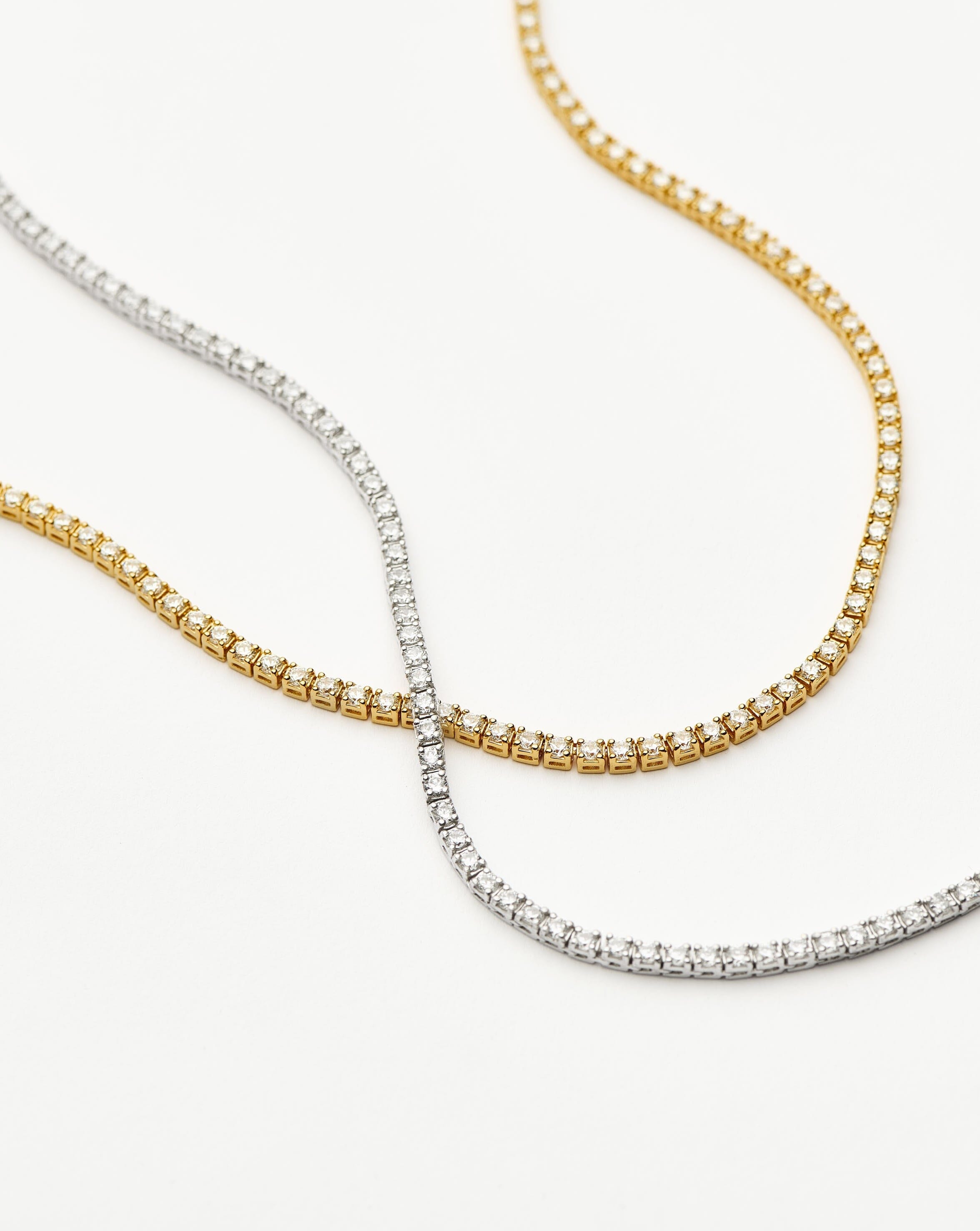 Classic Tennis Necklace | 18ct Gold Vermeil Cubic Zirconia