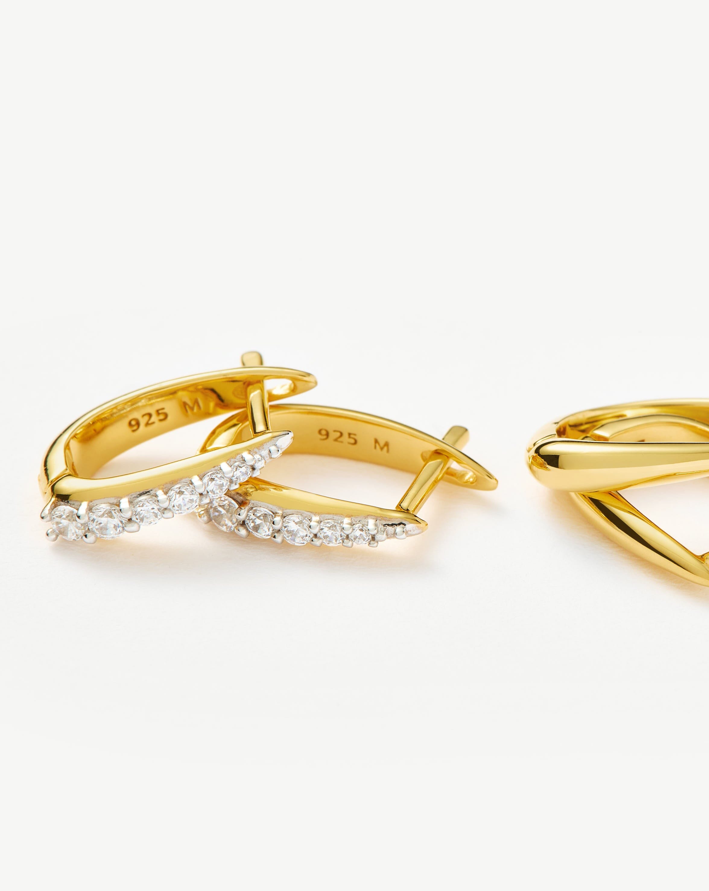 Claw Pave Huggies Earring Set | 18ct Gold Vermeil/Cubic Zirconia
