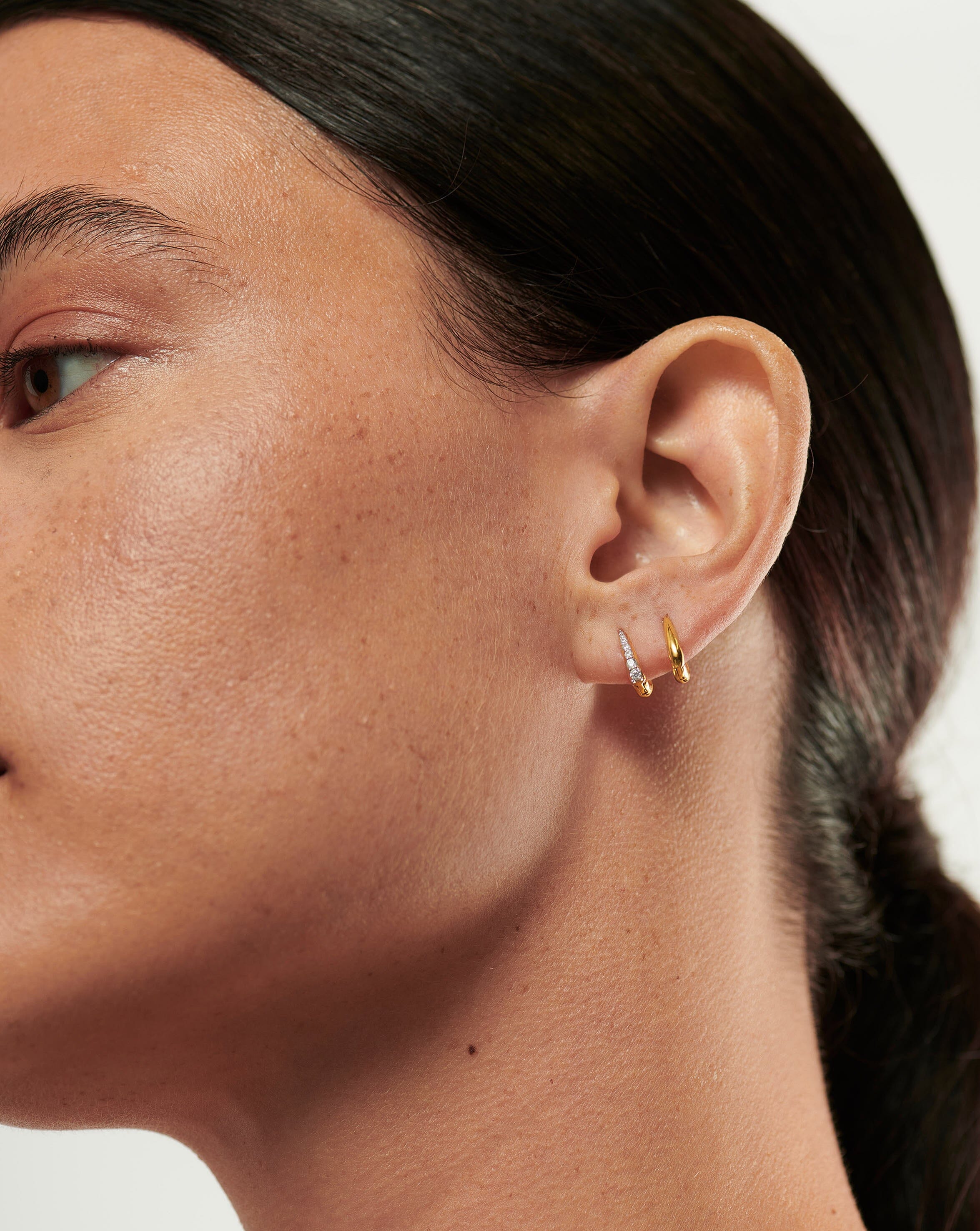 Claw Pave Huggies Earring Set | 18ct Gold Vermeil/Cubic Zirconia