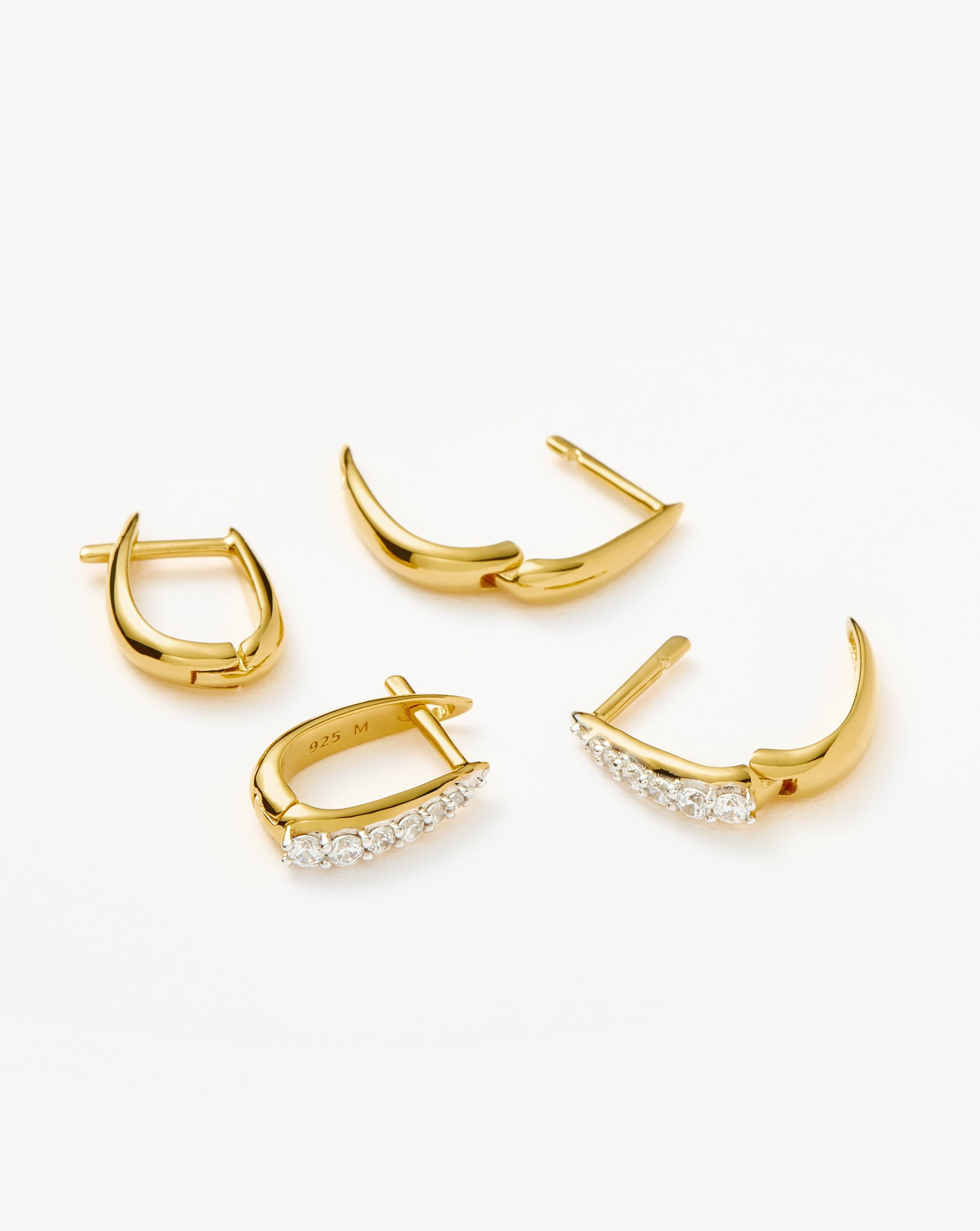 Claw Pave Huggies Earring Set | 18ct Gold Vermeil/Cubic Zirconia