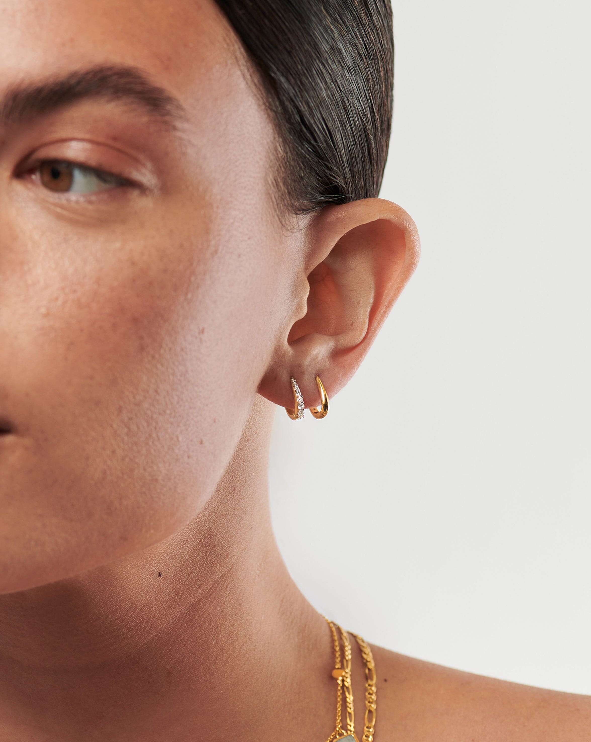Claw Pave Huggies Earring Set | 18ct Gold Vermeil/Cubic Zirconia
