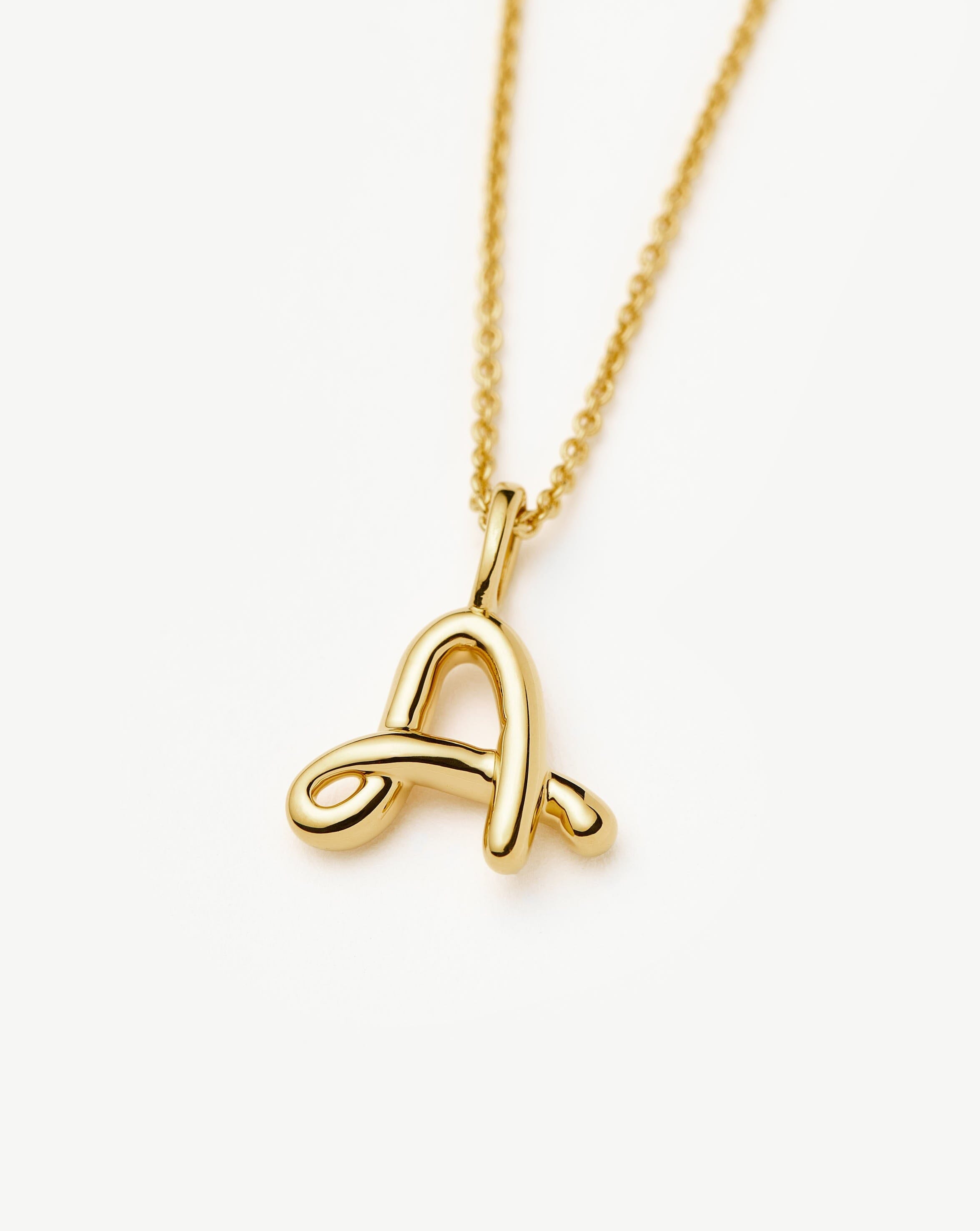 Curly Molten Mini Initial Necklace - A | 18ct Gold Vermeil