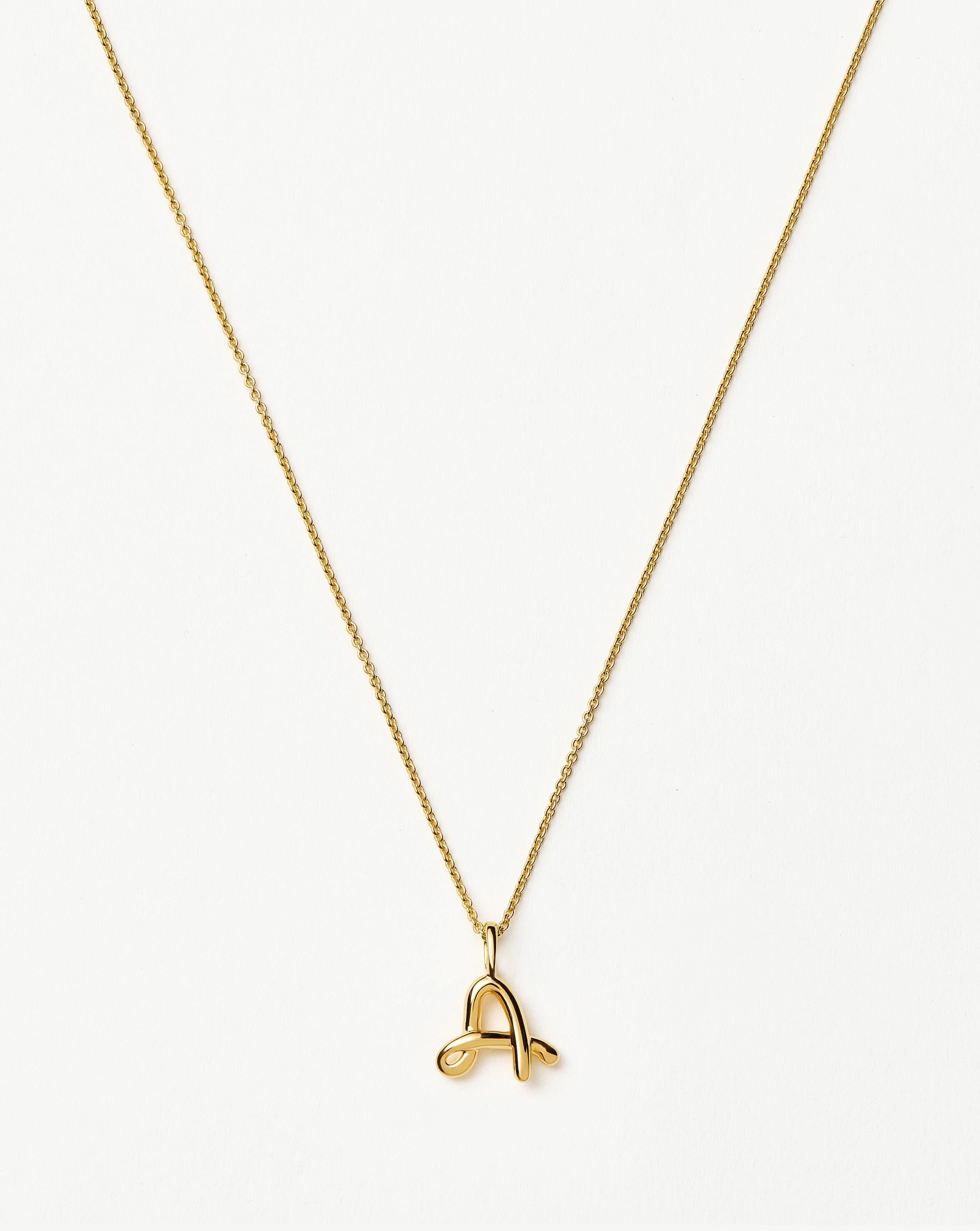 Curly Molten Mini Initial Necklace - A | 18ct Gold Vermeil