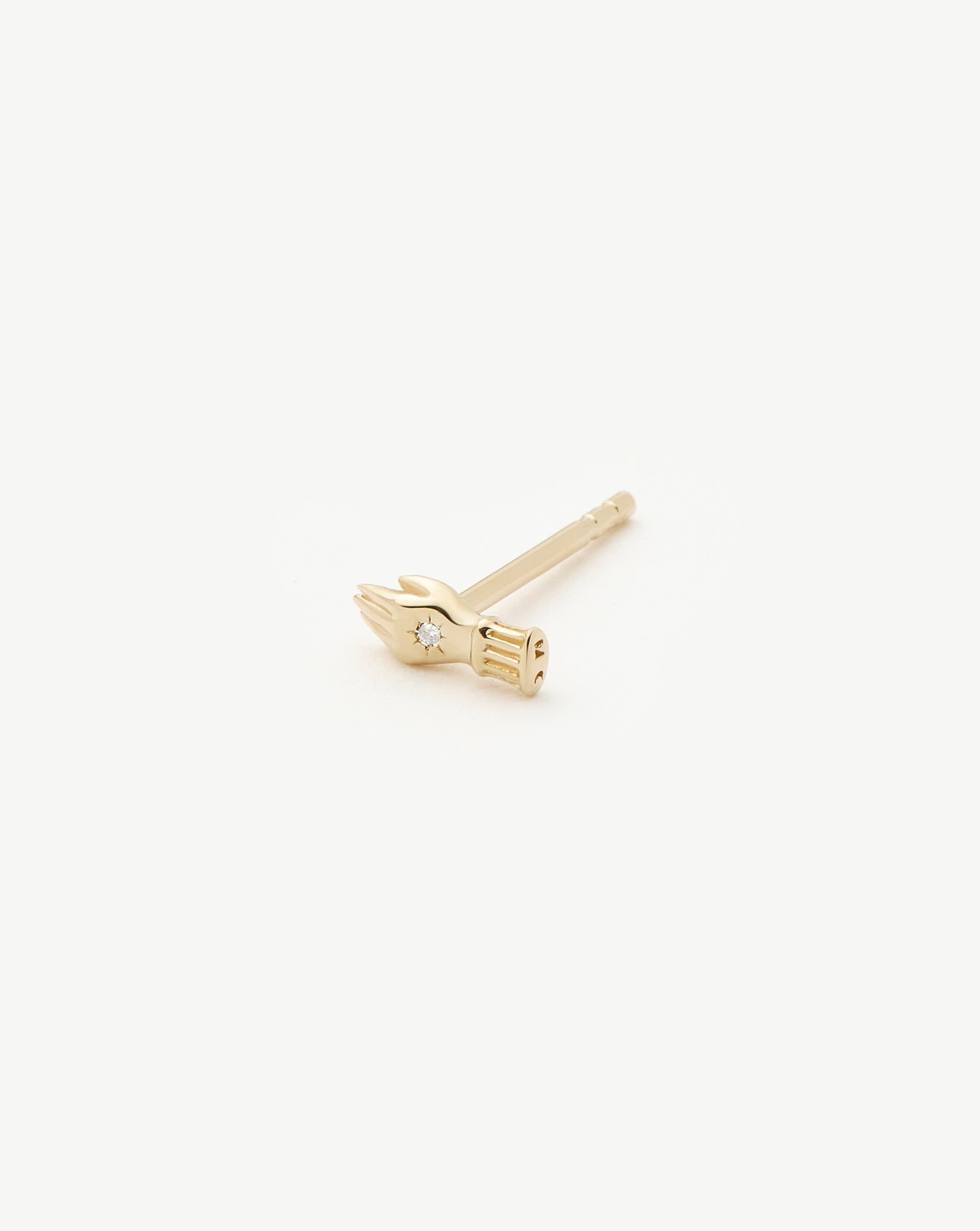 Fine Harris Reed Hand Single Stud Earring | 14ct Solid Gold/Diamond