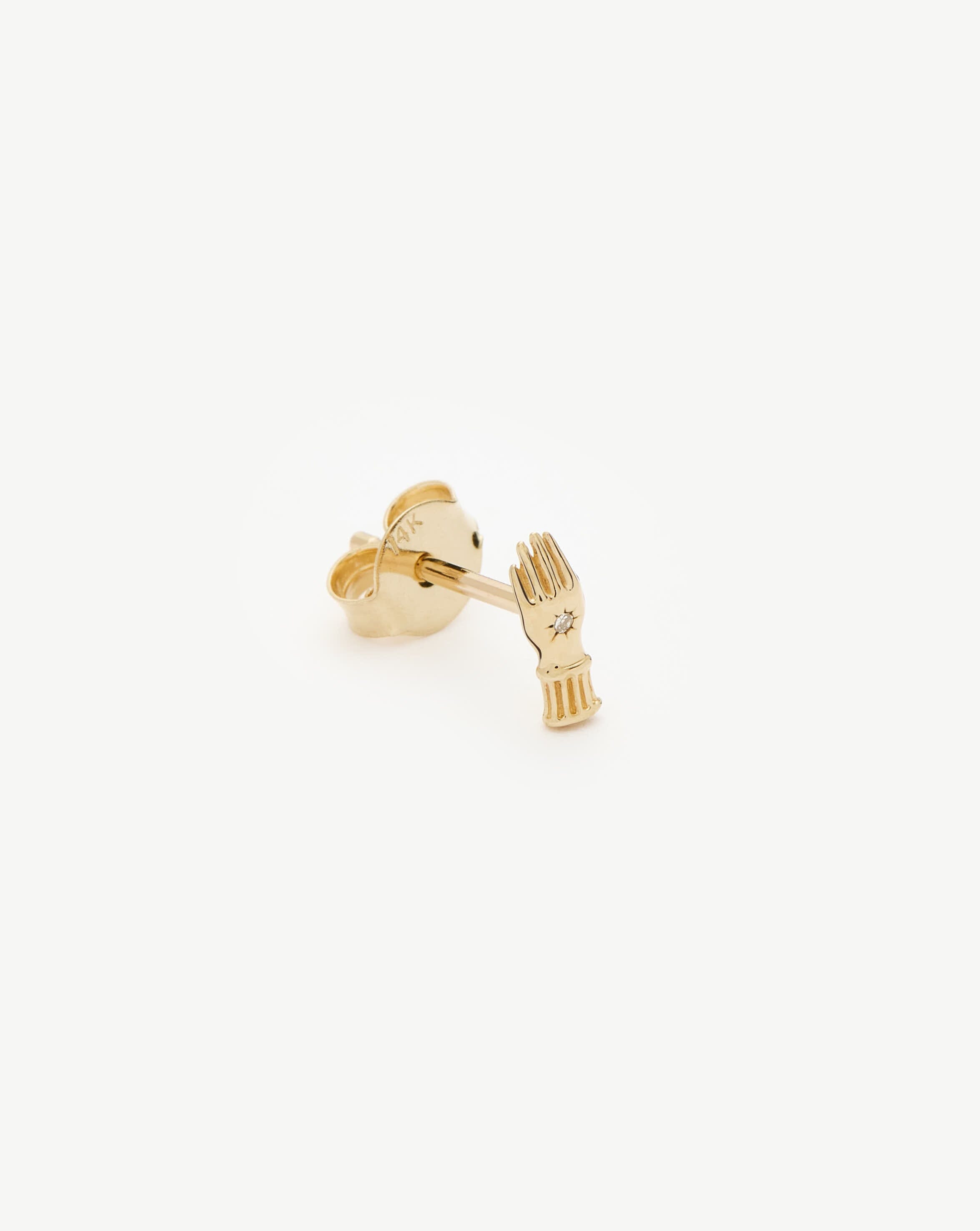 Fine Harris Reed Hand Single Stud Earring | 14ct Solid Gold/Diamond