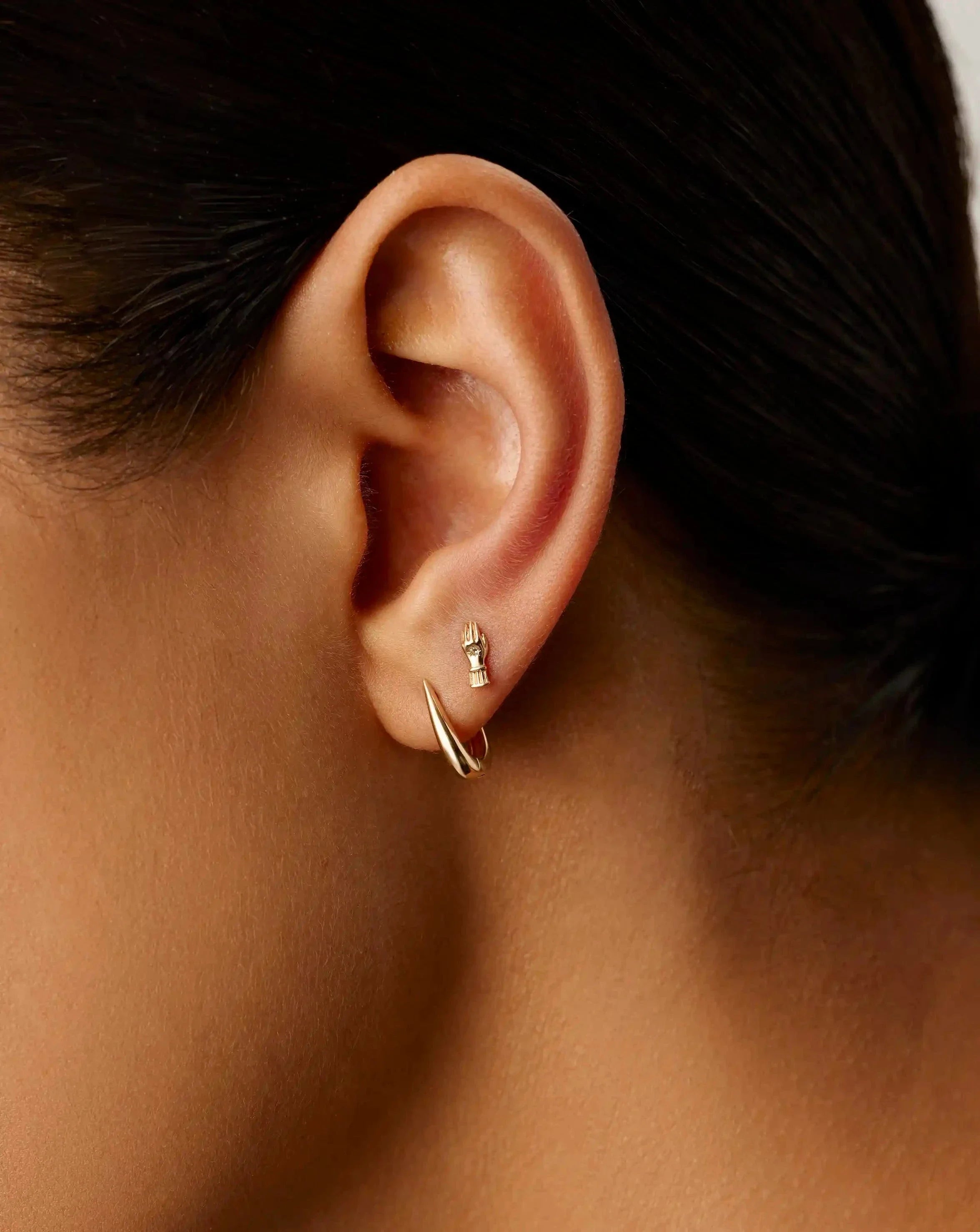 Fine Harris Reed Hand Single Stud Earring | 14ct Solid Gold/Diamond
