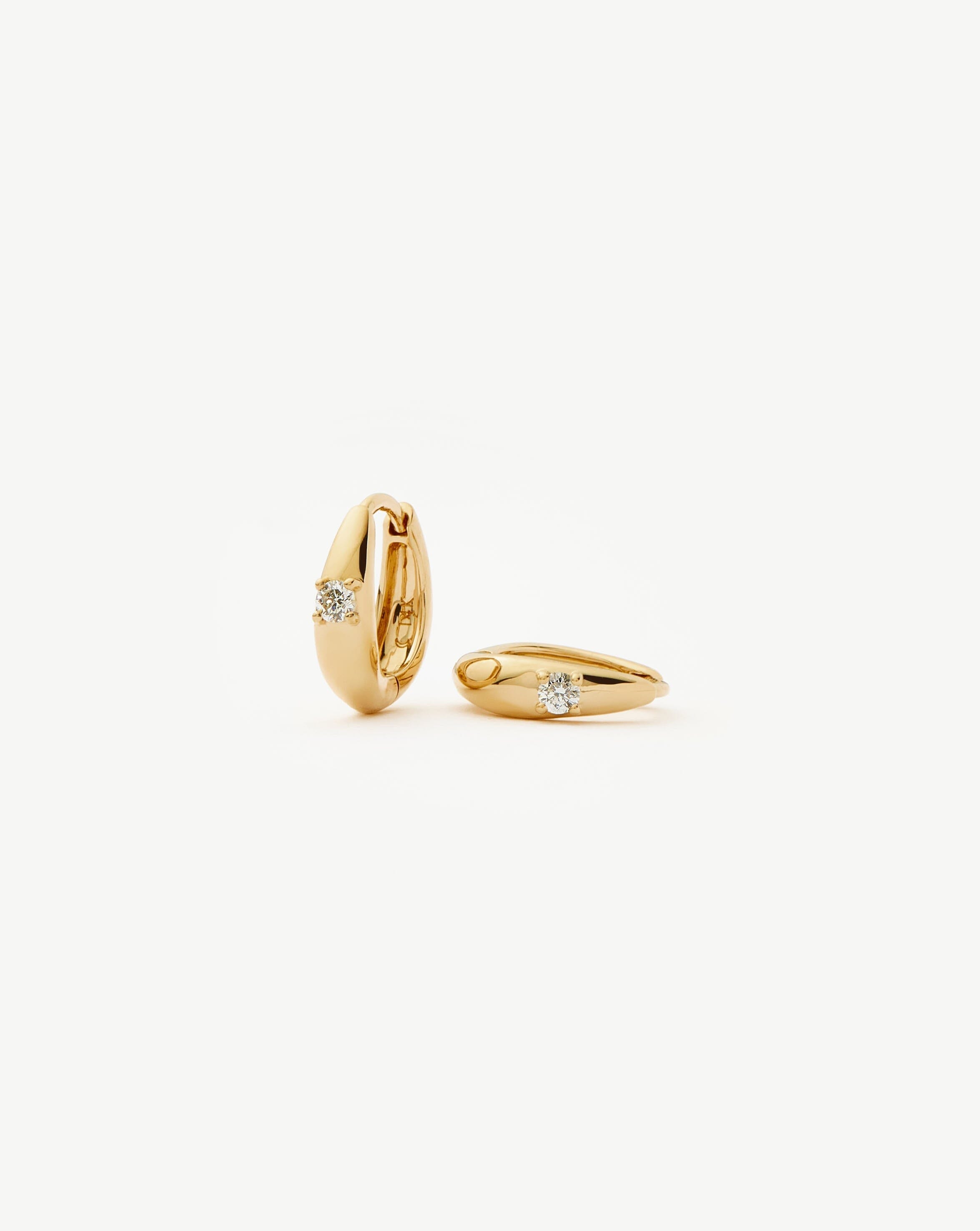 Fine Diamond Dome Huggies | 14ct Solid Gold/Diamond