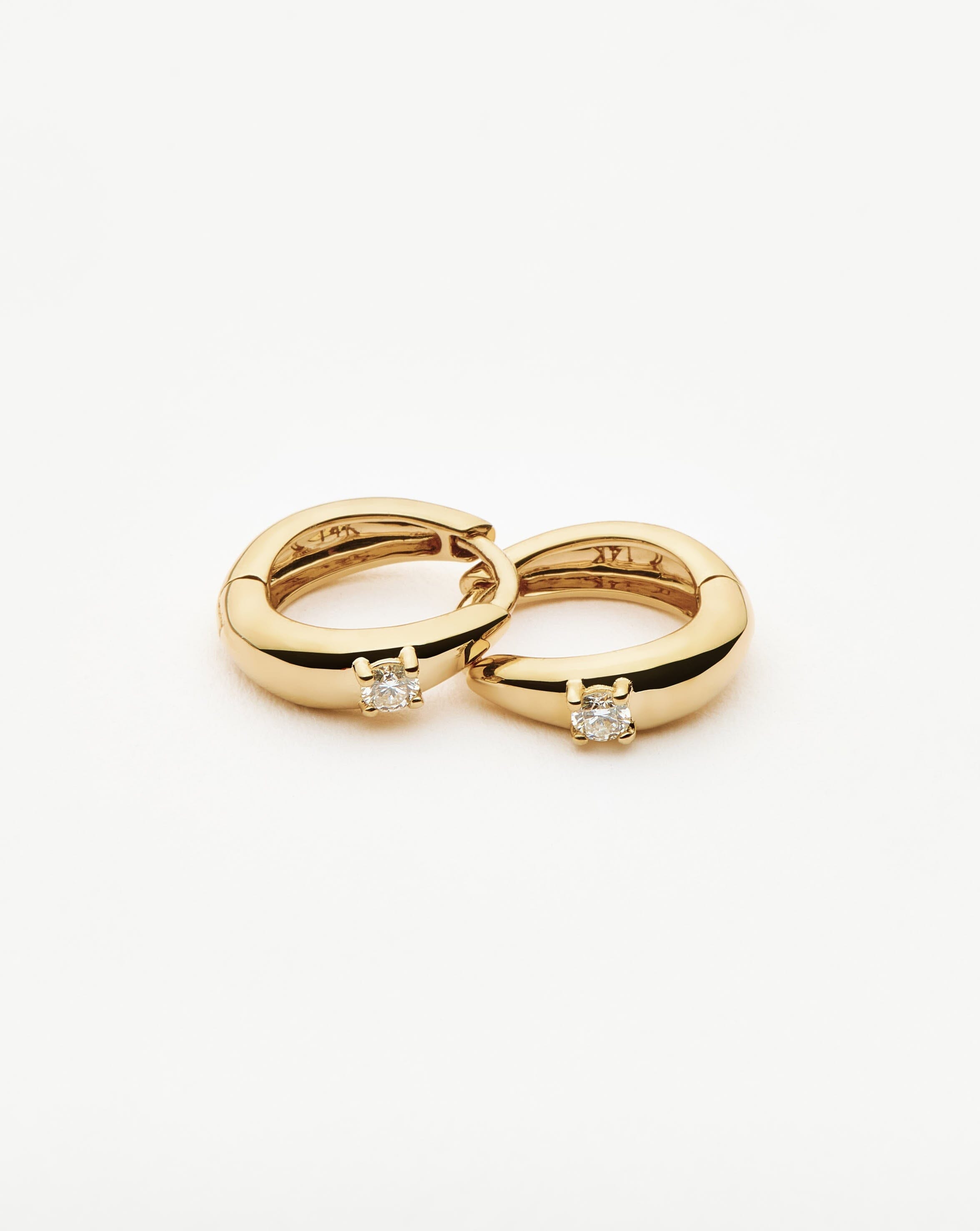 Fine Diamond Dome Huggies | 14ct Solid Gold/Diamond