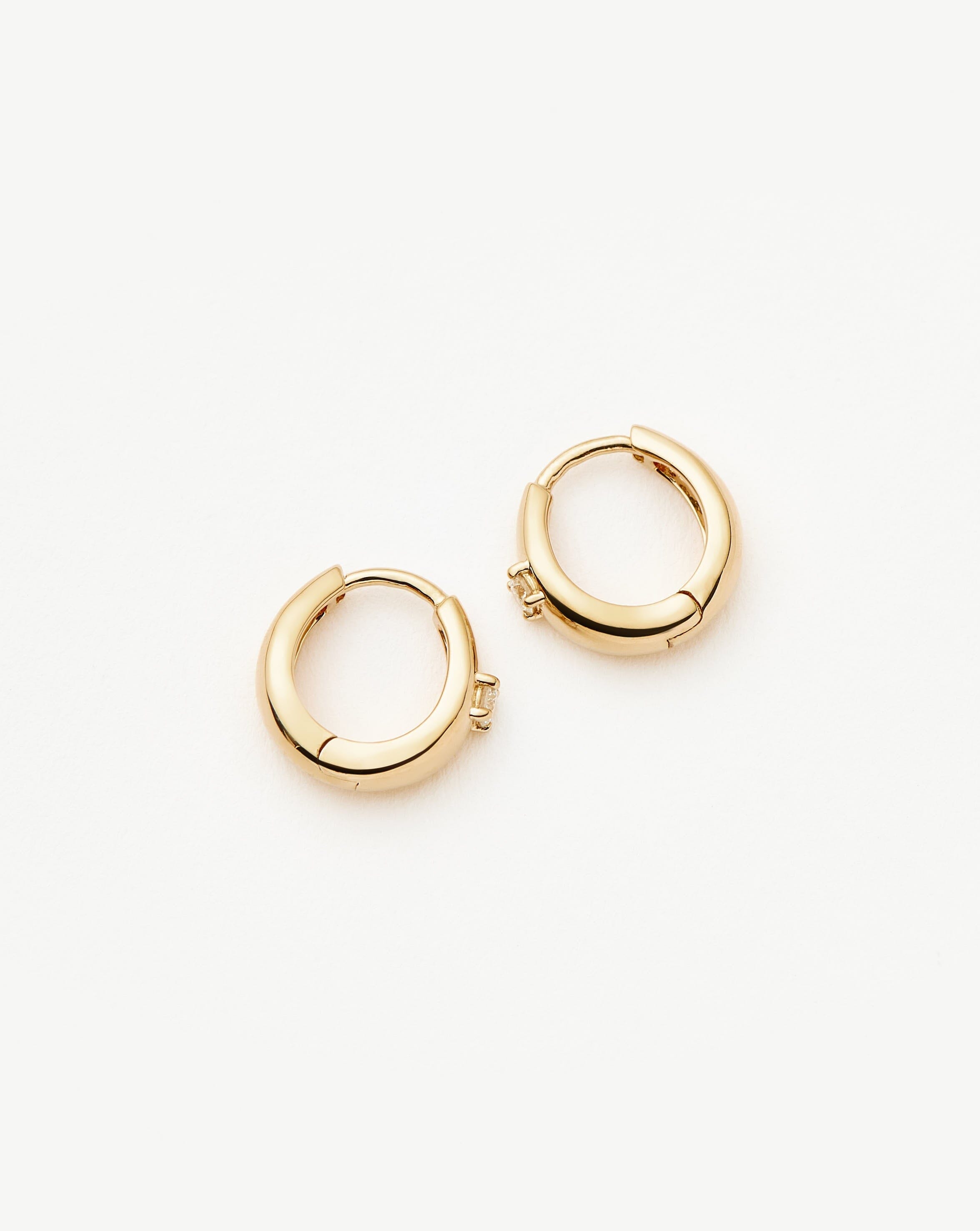 Fine Diamond Dome Huggies | 14ct Solid Gold/Diamond