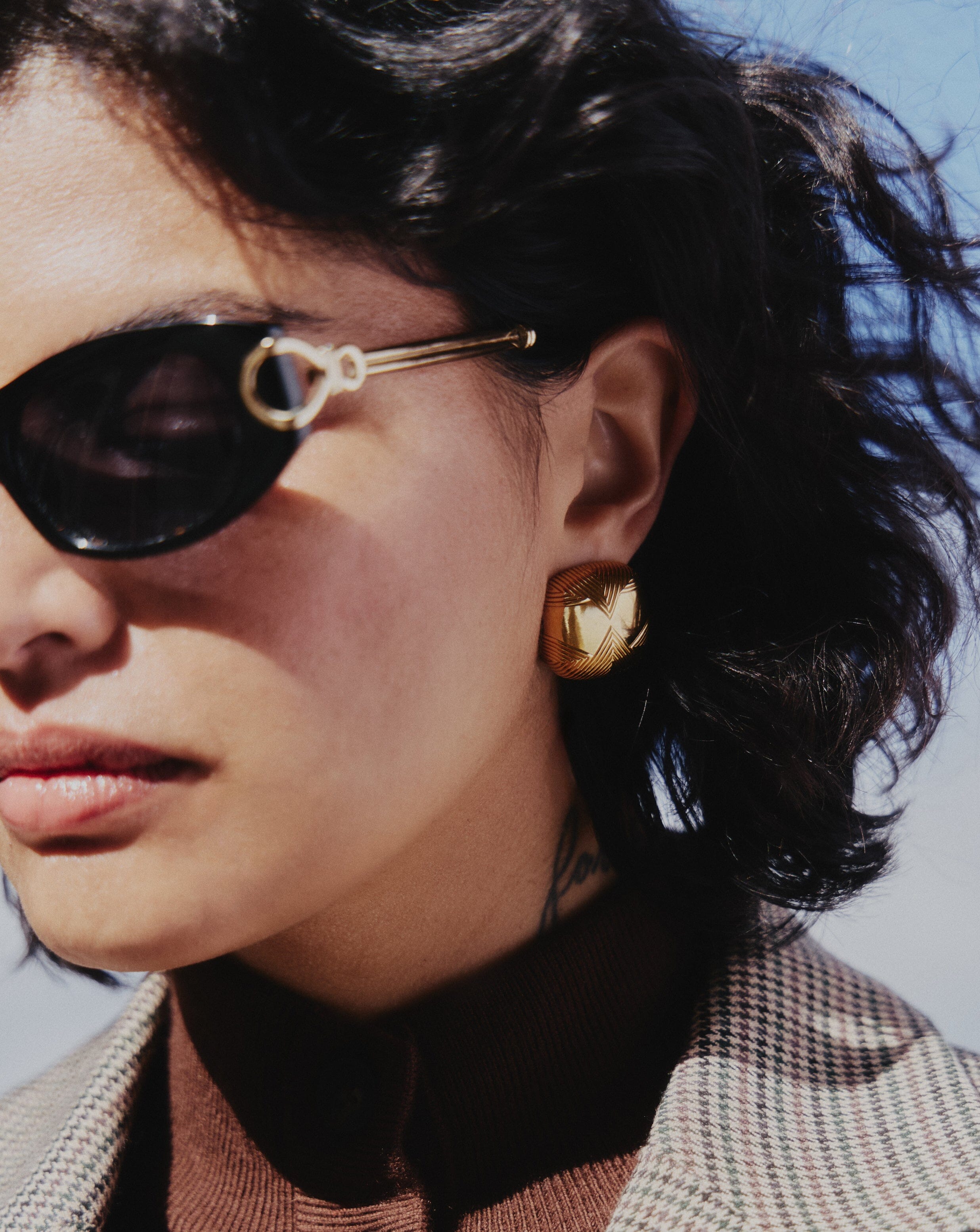 Hera Oversized Dome Ridge Stud Earrings