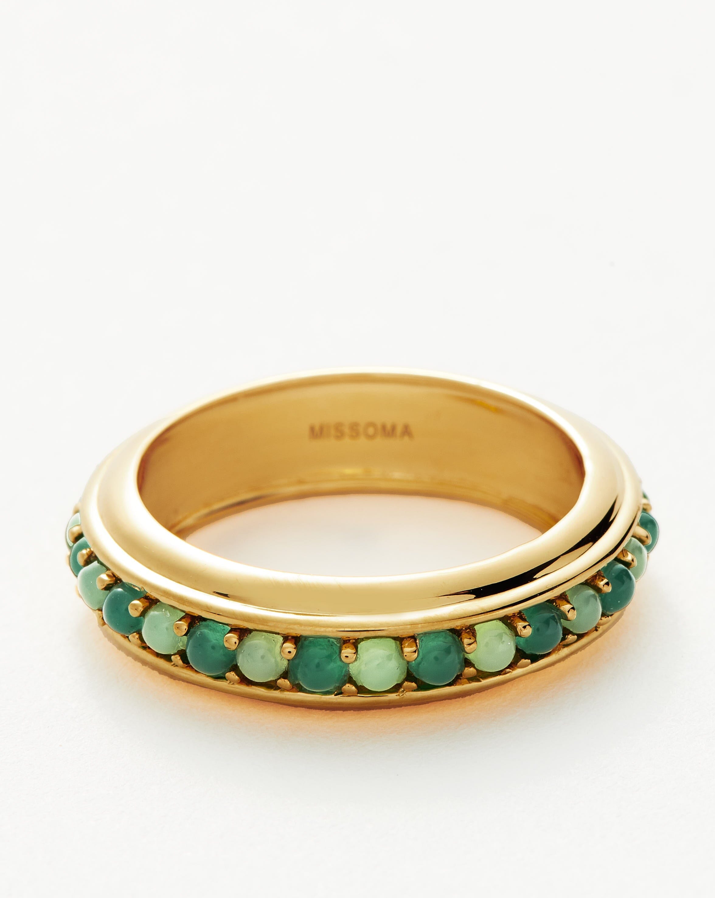 Hot Rox Gemstone Stacking Ring | 18ct Gold Vermeil/Green Onyx & Chalcedony