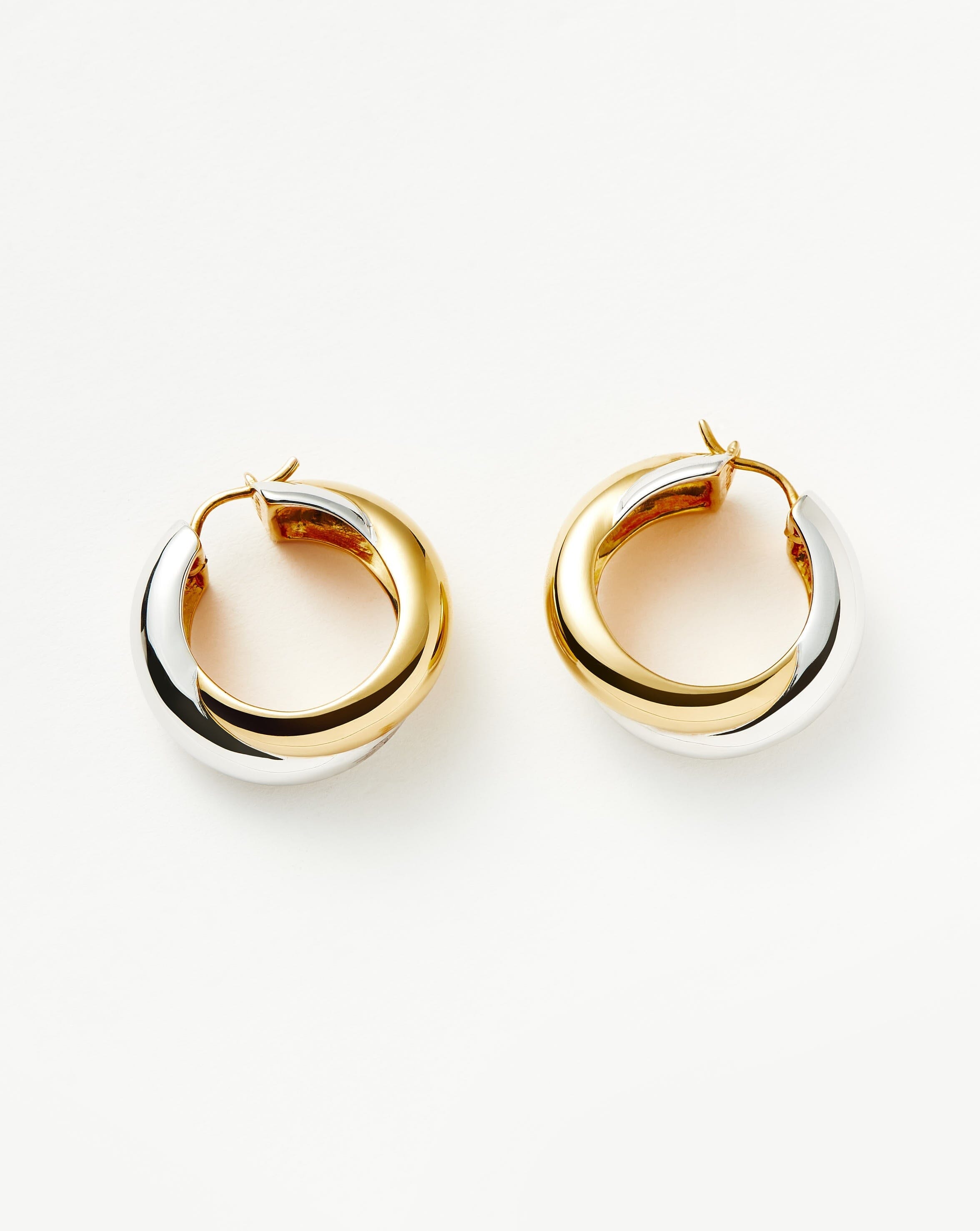 Lucy Williams Chunky Medium Entwine Hoop Earrings | Mixed Metal