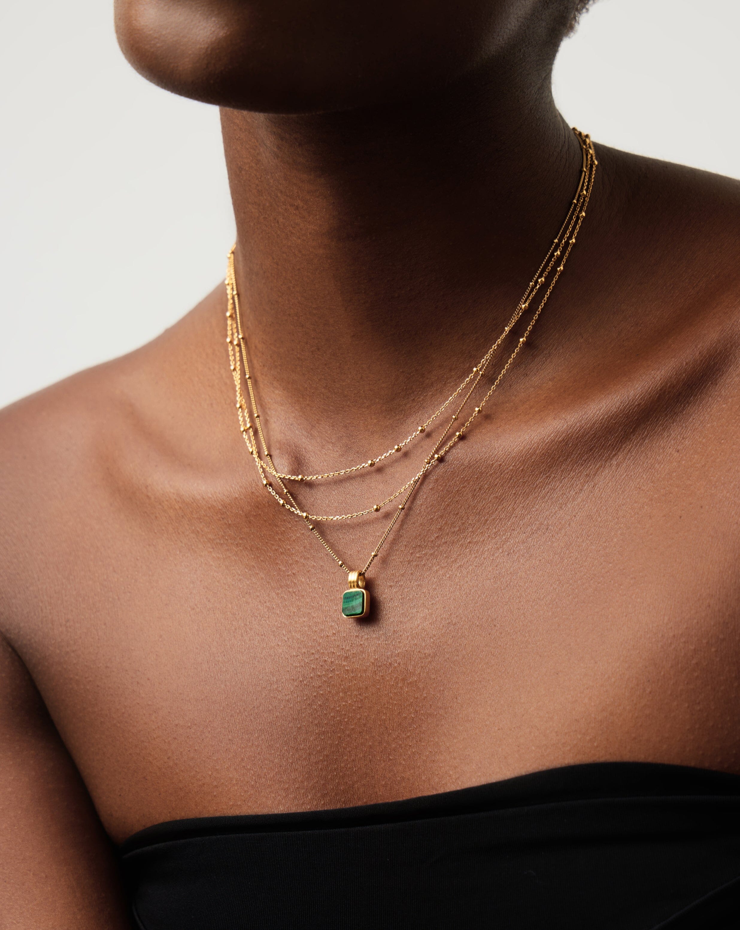 Lucy Williams Square Malachite Necklace | 18ct Gold Vermeil/Malachite