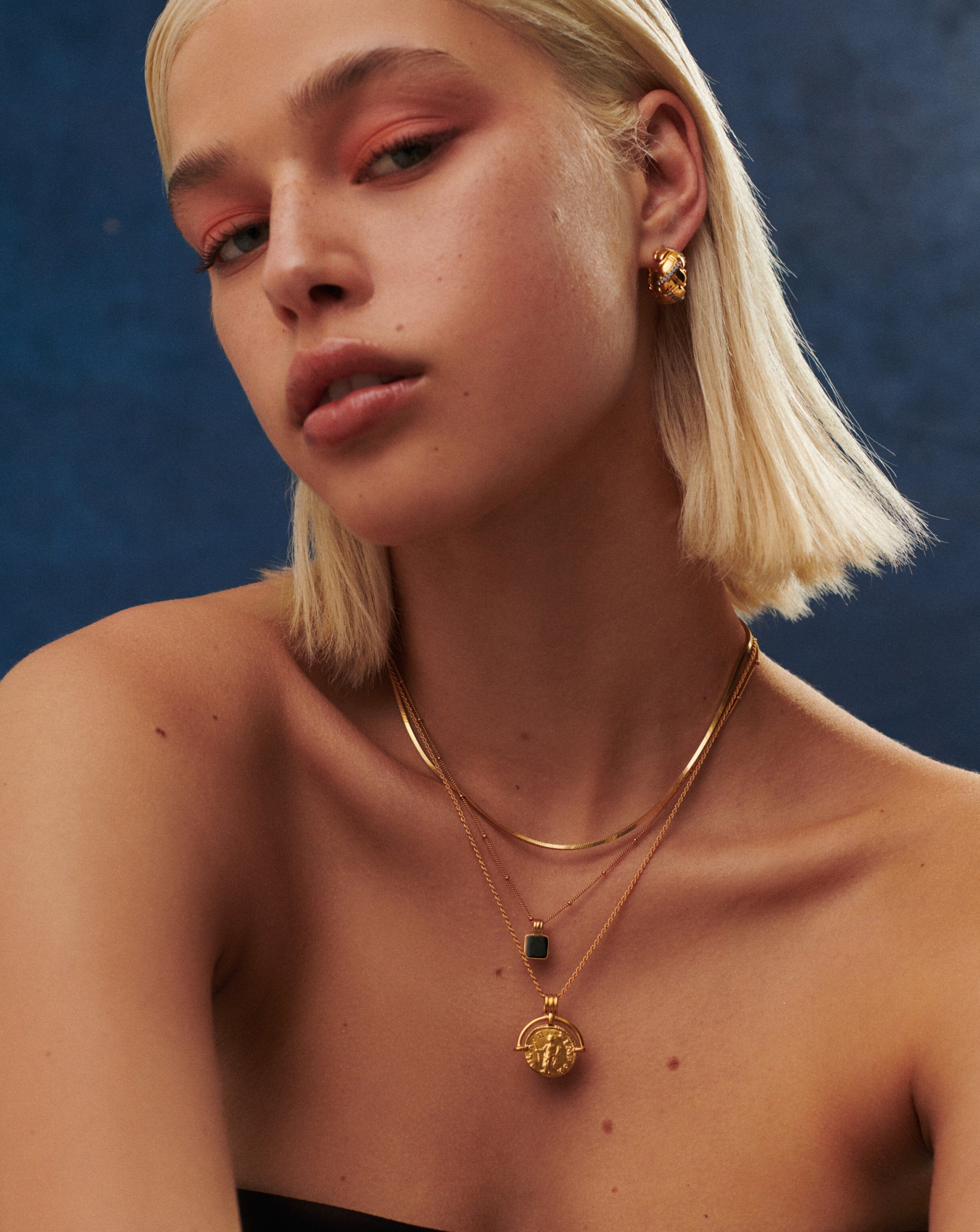 Lucy Williams Square Onyx Necklace | 18ct Gold Vermeil/Black Onyx