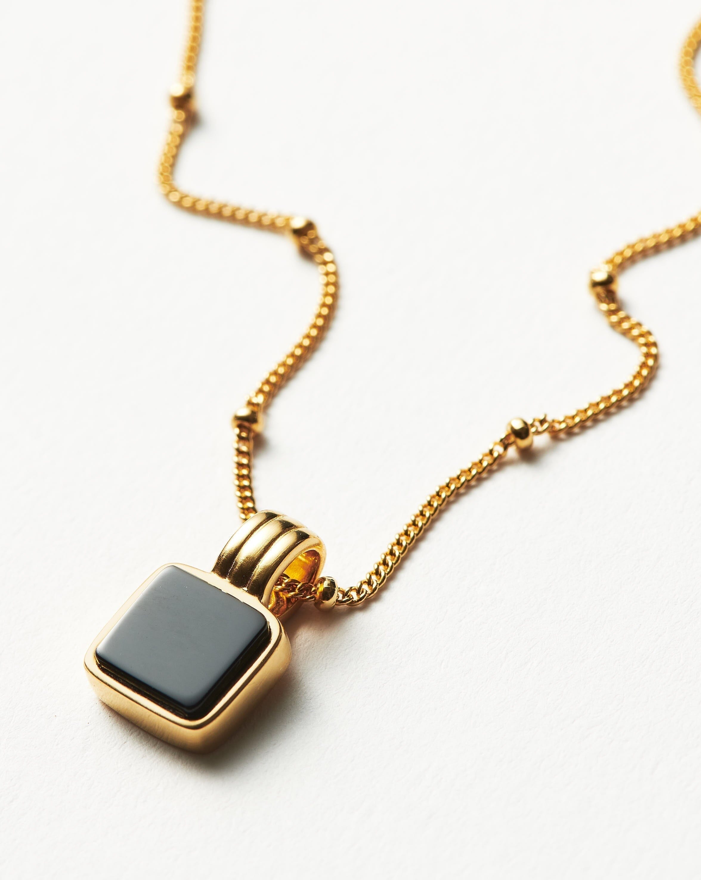 Lucy Williams Square Onyx Necklace | 18ct Gold Vermeil/Black Onyx
