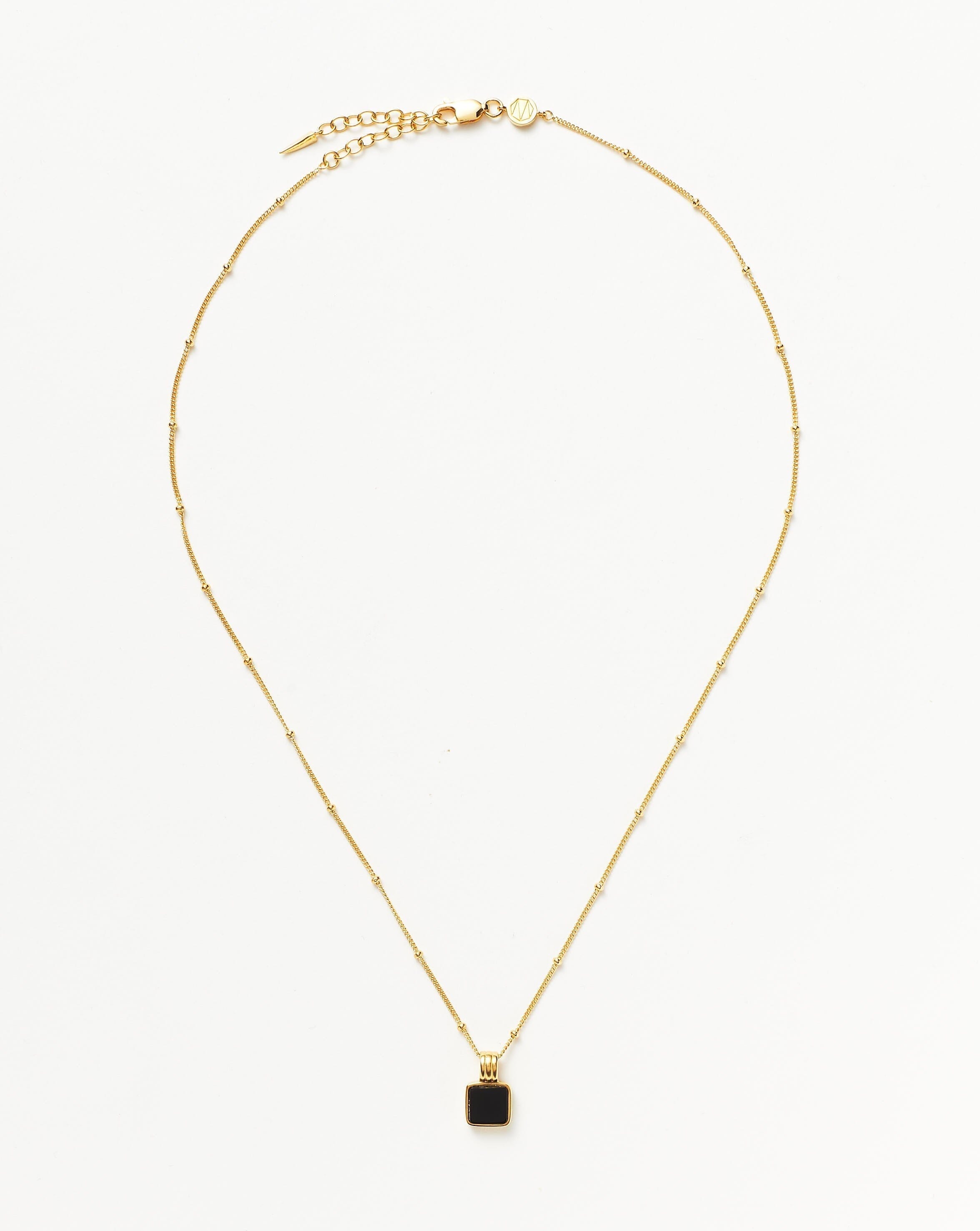 Lucy Williams Square Onyx Necklace | 18ct Gold Vermeil/Black Onyx