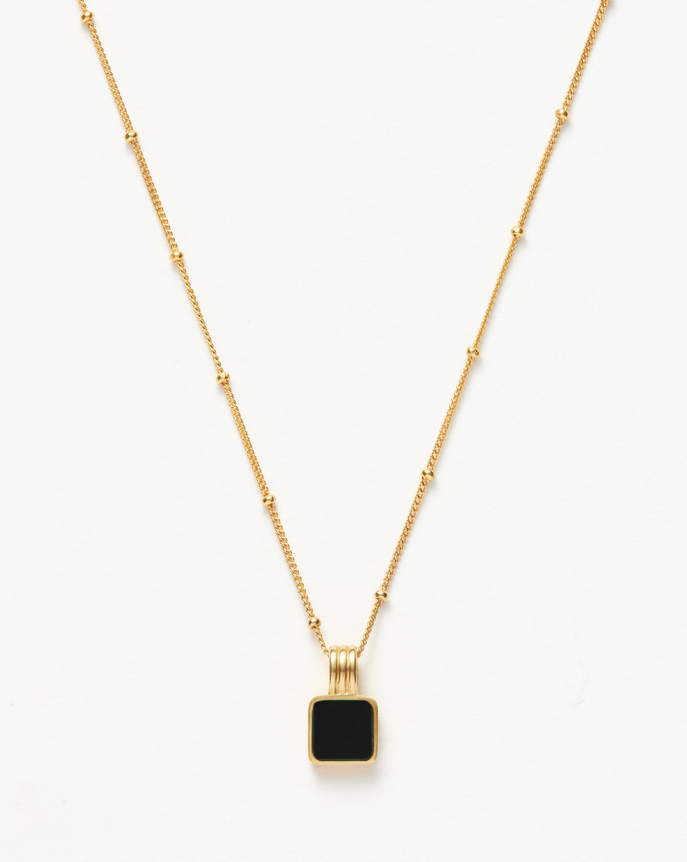 Lucy Williams Square Onyx Necklace | 18ct Gold Vermeil/Black Onyx
