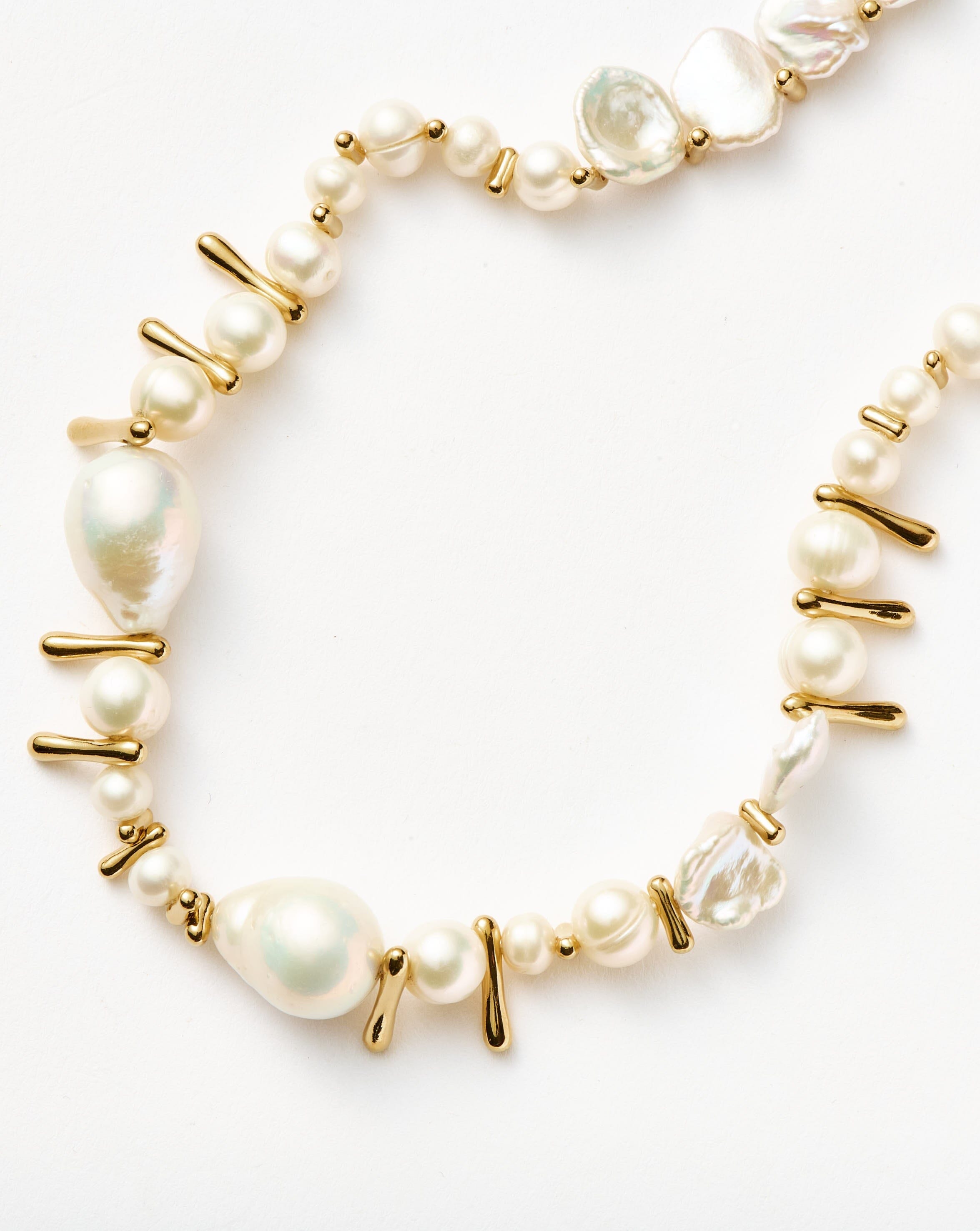 Mixed Pearl Statement Beaded Necklace | 18ct Gold Plated/Pearl