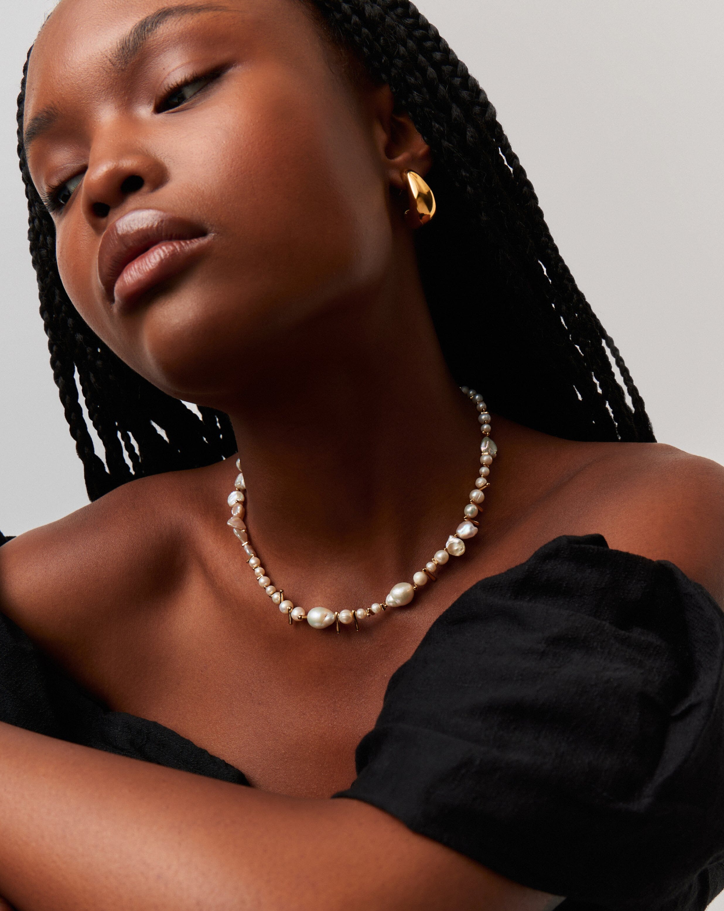 Mixed Pearl Statement Beaded Necklace | 18ct Gold Plated/Pearl