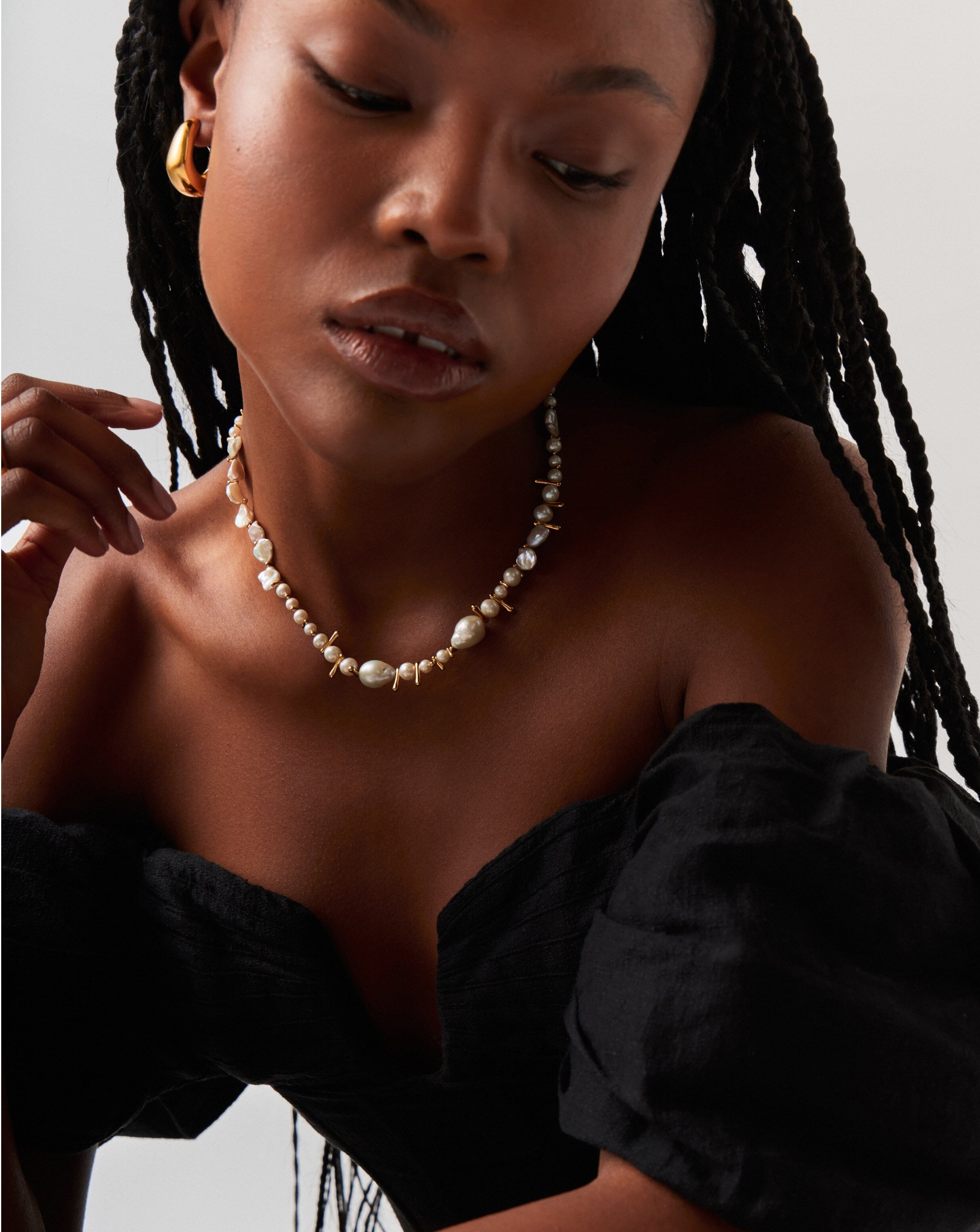 Mixed Pearl Statement Beaded Necklace | 18ct Gold Plated/Pearl