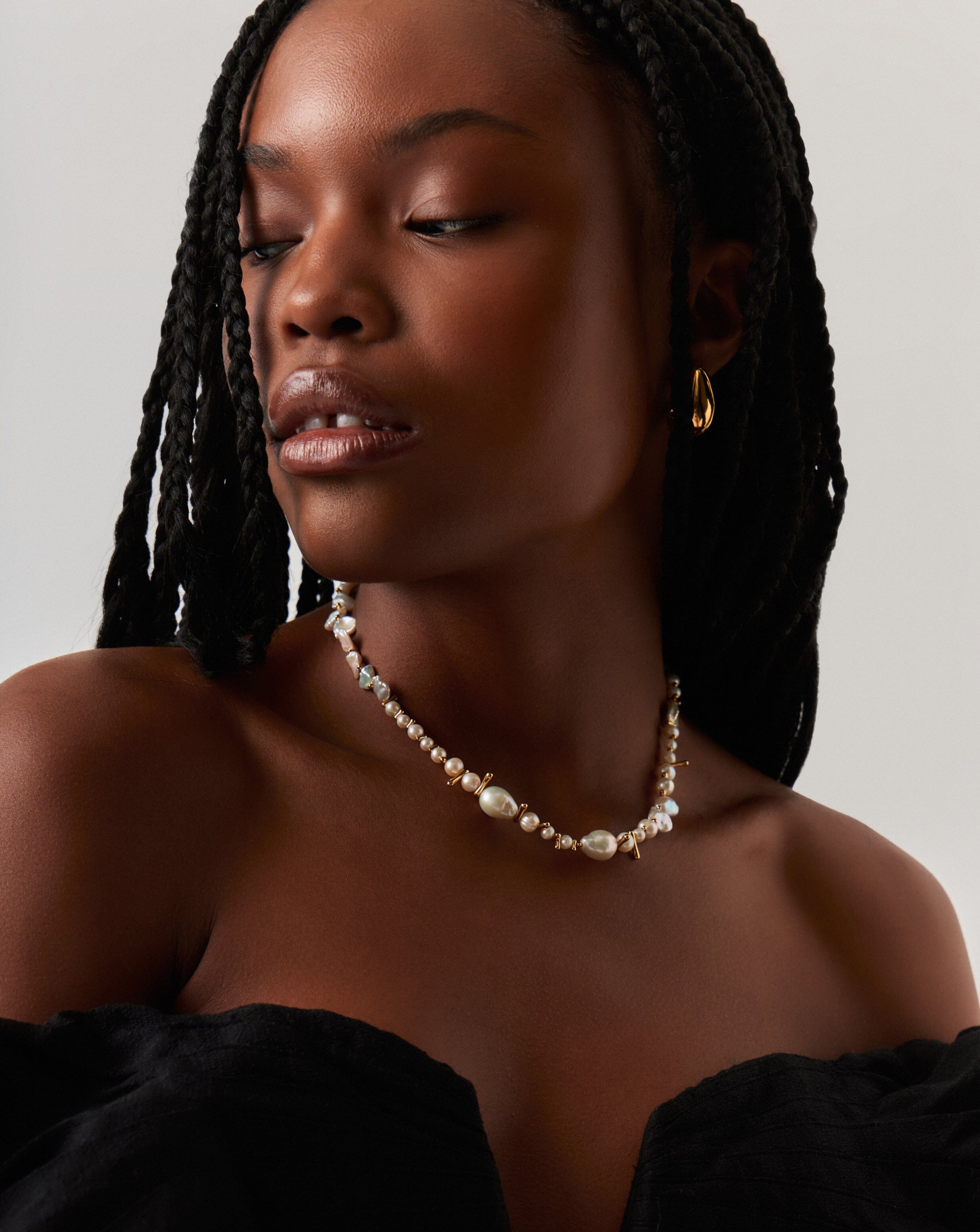 Mixed Pearl Statement Beaded Necklace | 18ct Gold Plated/Pearl
