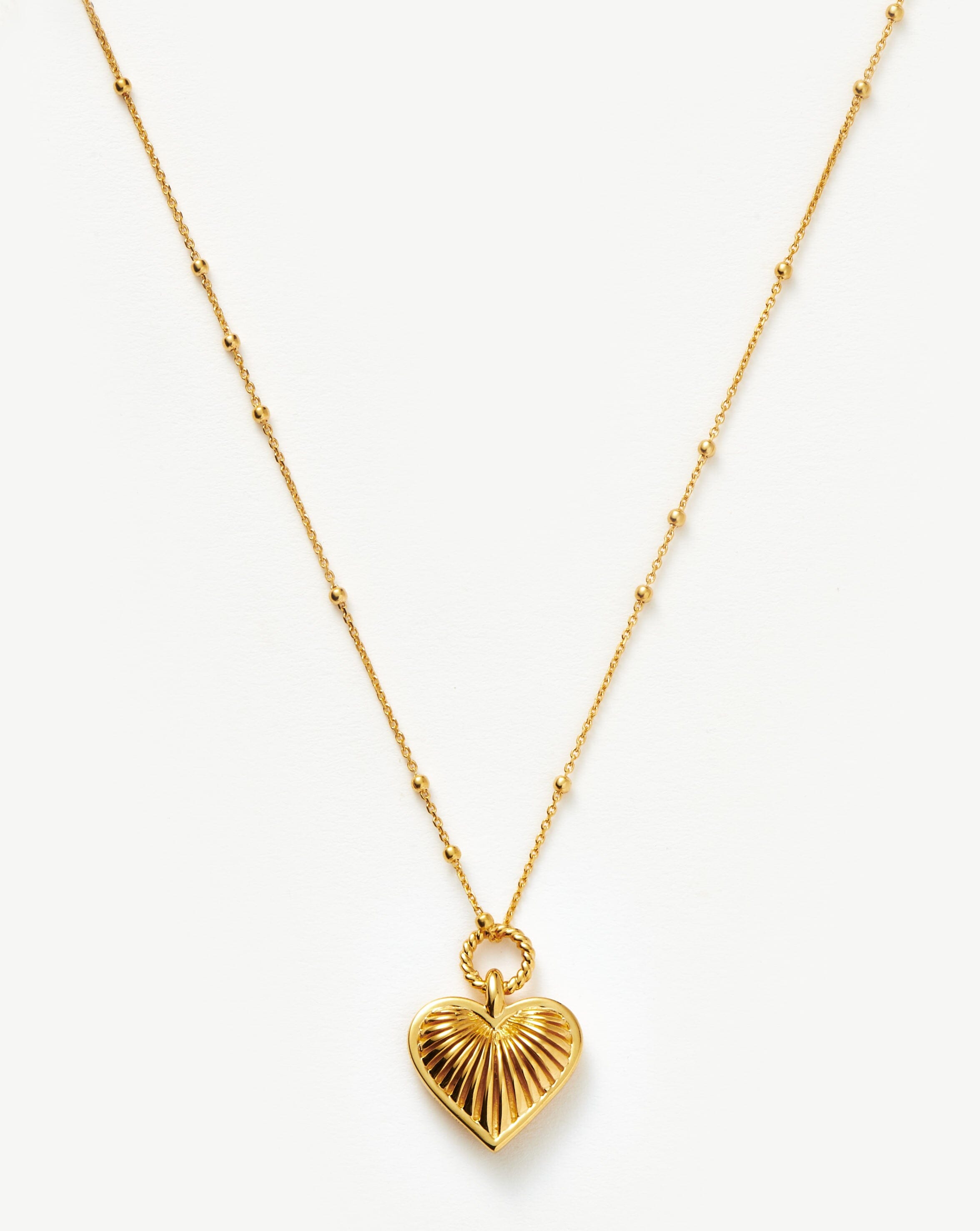 Ridge Heart Charm Pendant Necklace | 18ct Gold Plated