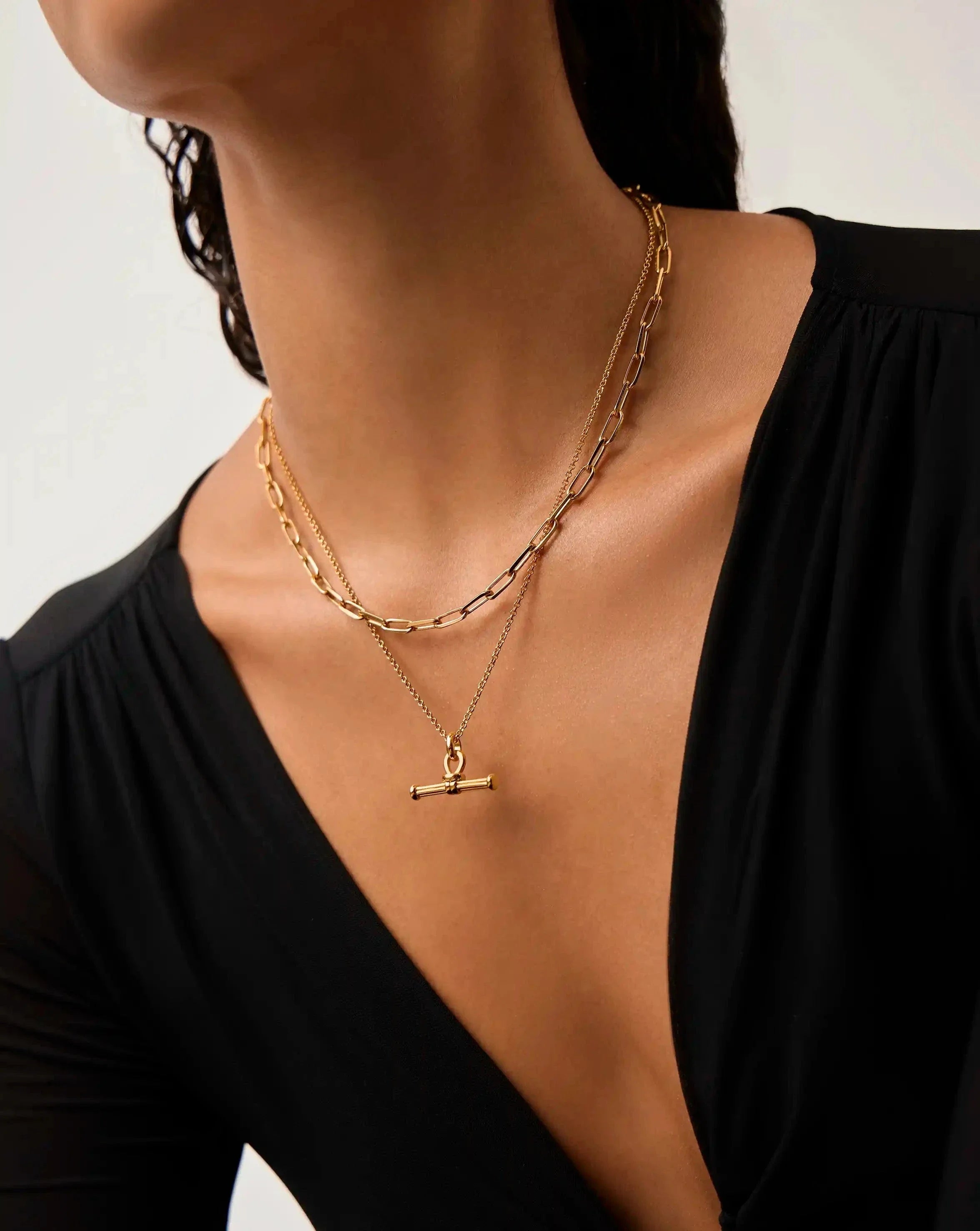 Ridge T-Bar Chain Necklace | 18ct Gold Plated