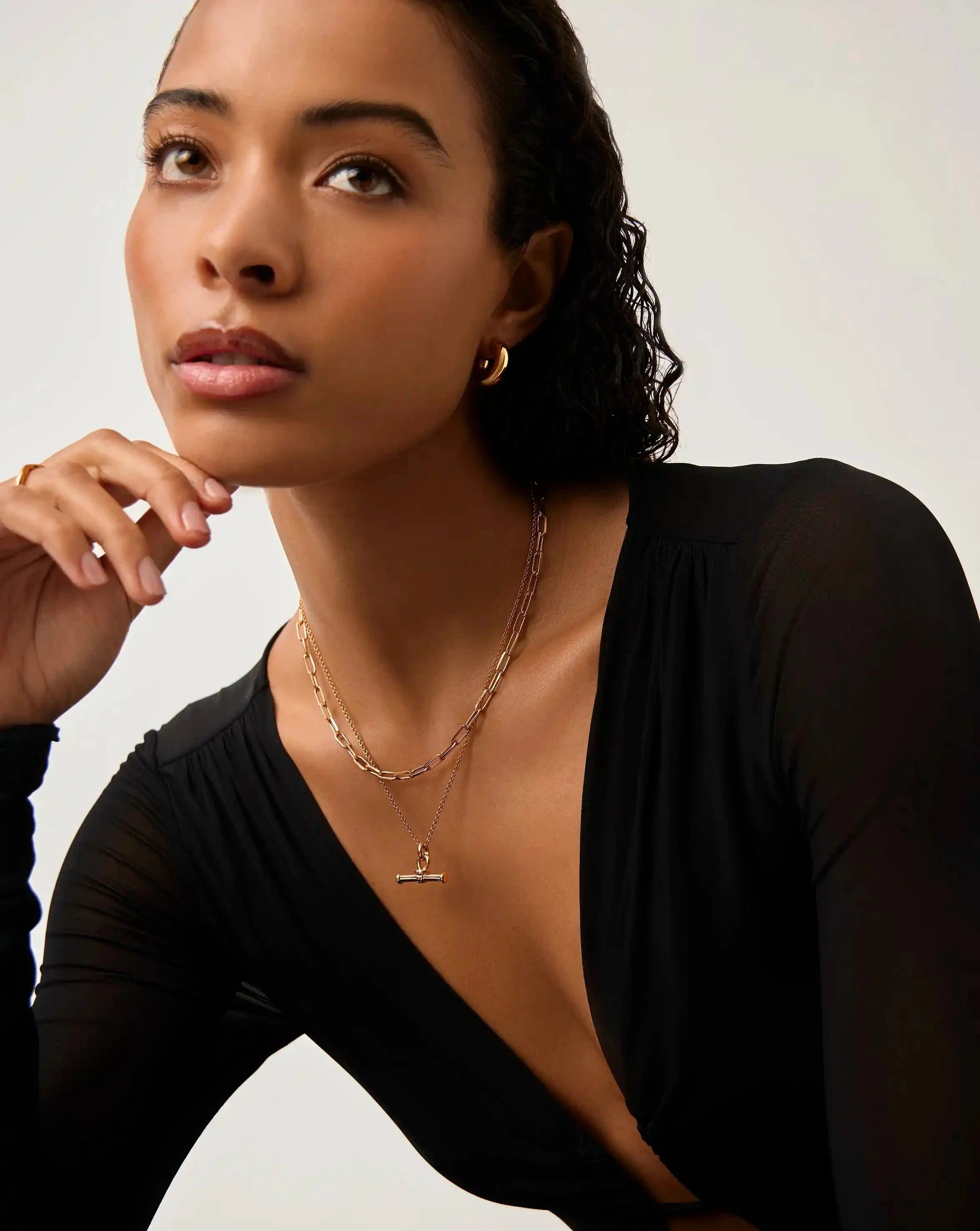 Ridge T-Bar Chain Necklace | 18ct Gold Plated