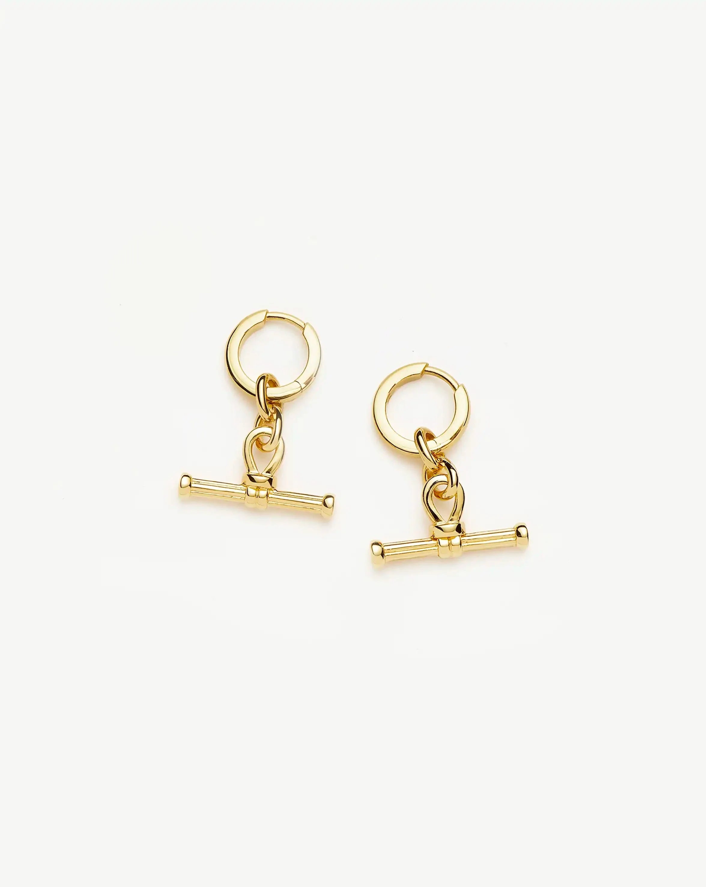Ridge T-Bar Drop Huggies | 18ct Gold Plated