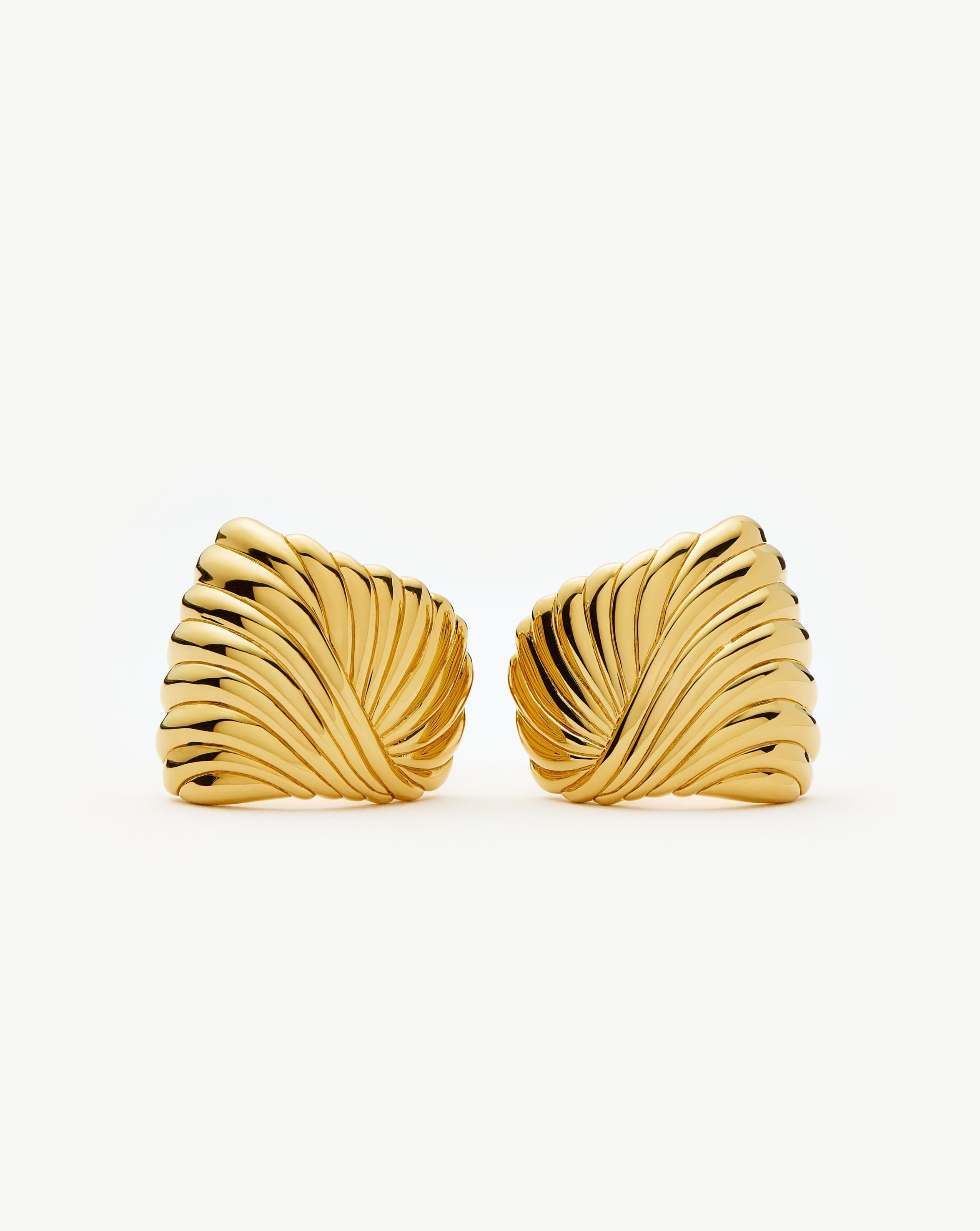 Ripple Stud Earrings | 18ct Gold Plated