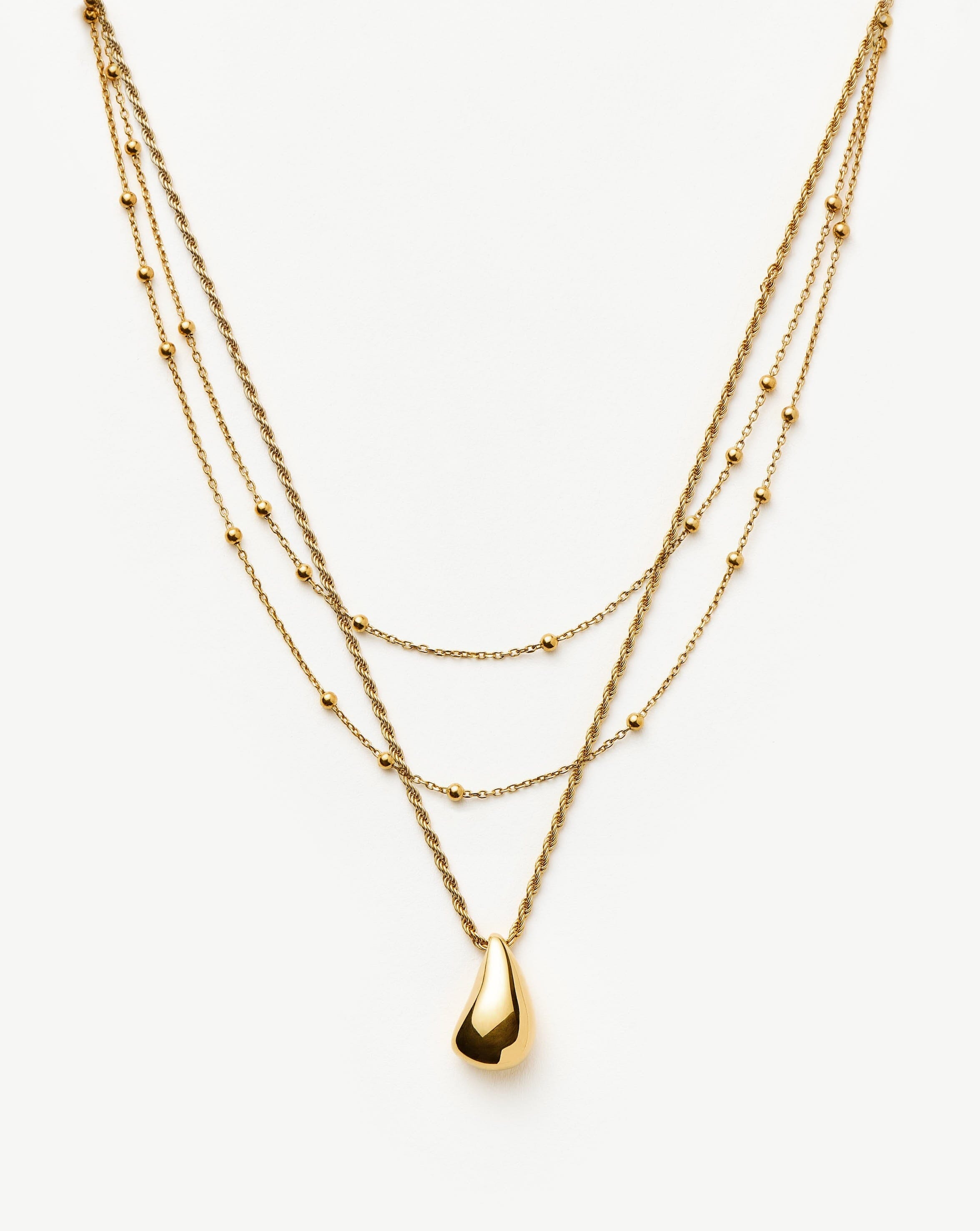 Savi Droplet Pendant & Double Necklace Set | 18ct Gold Vermeil