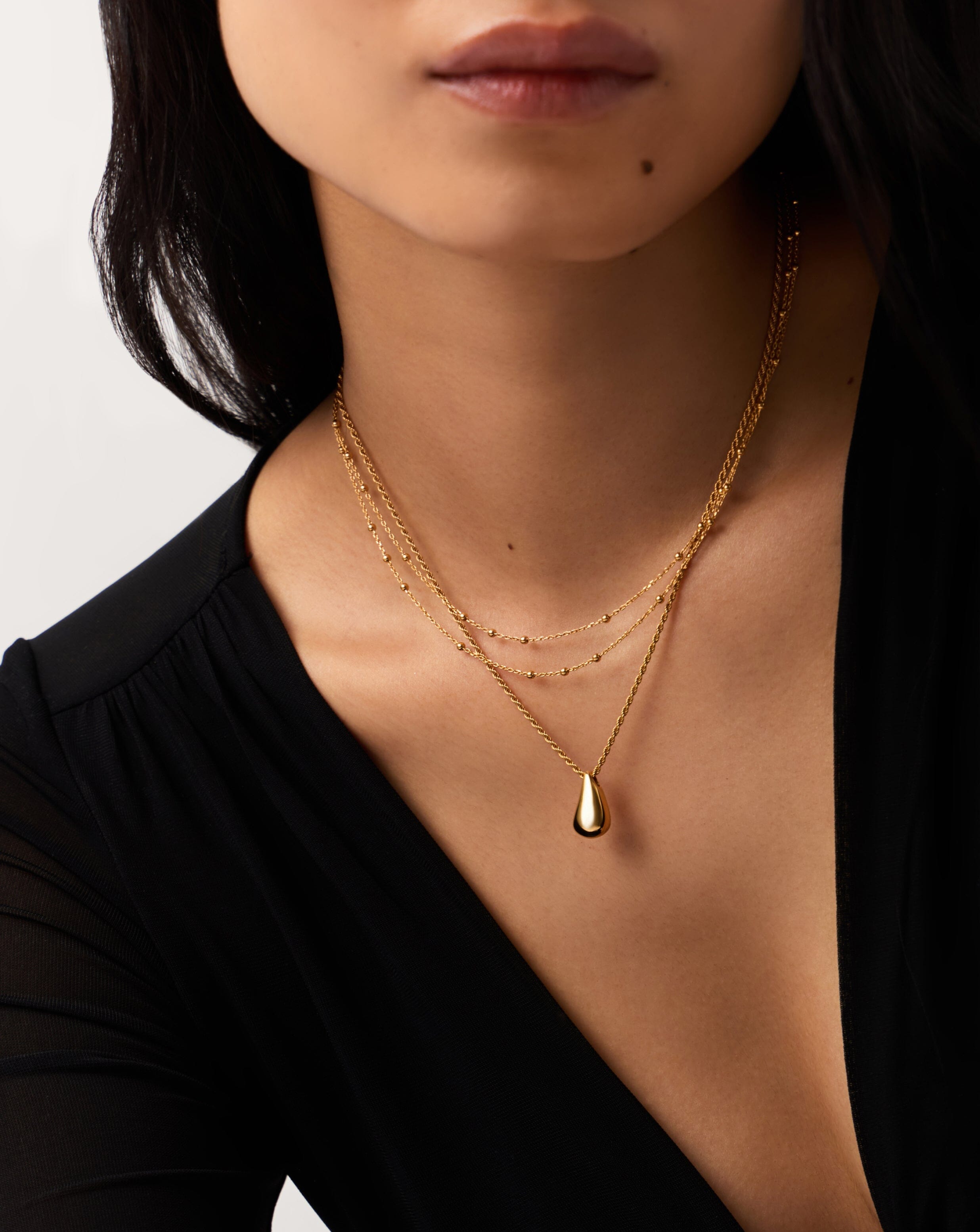 Savi Droplet Pendant & Double Necklace Set | 18ct Gold Vermeil