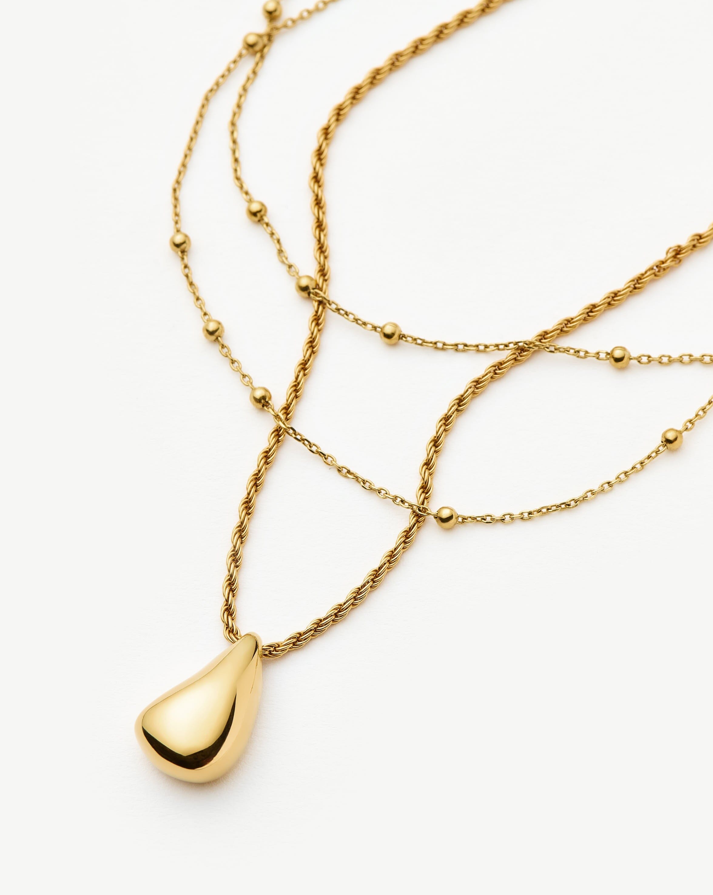 Savi Droplet Pendant & Double Necklace Set | 18ct Gold Vermeil