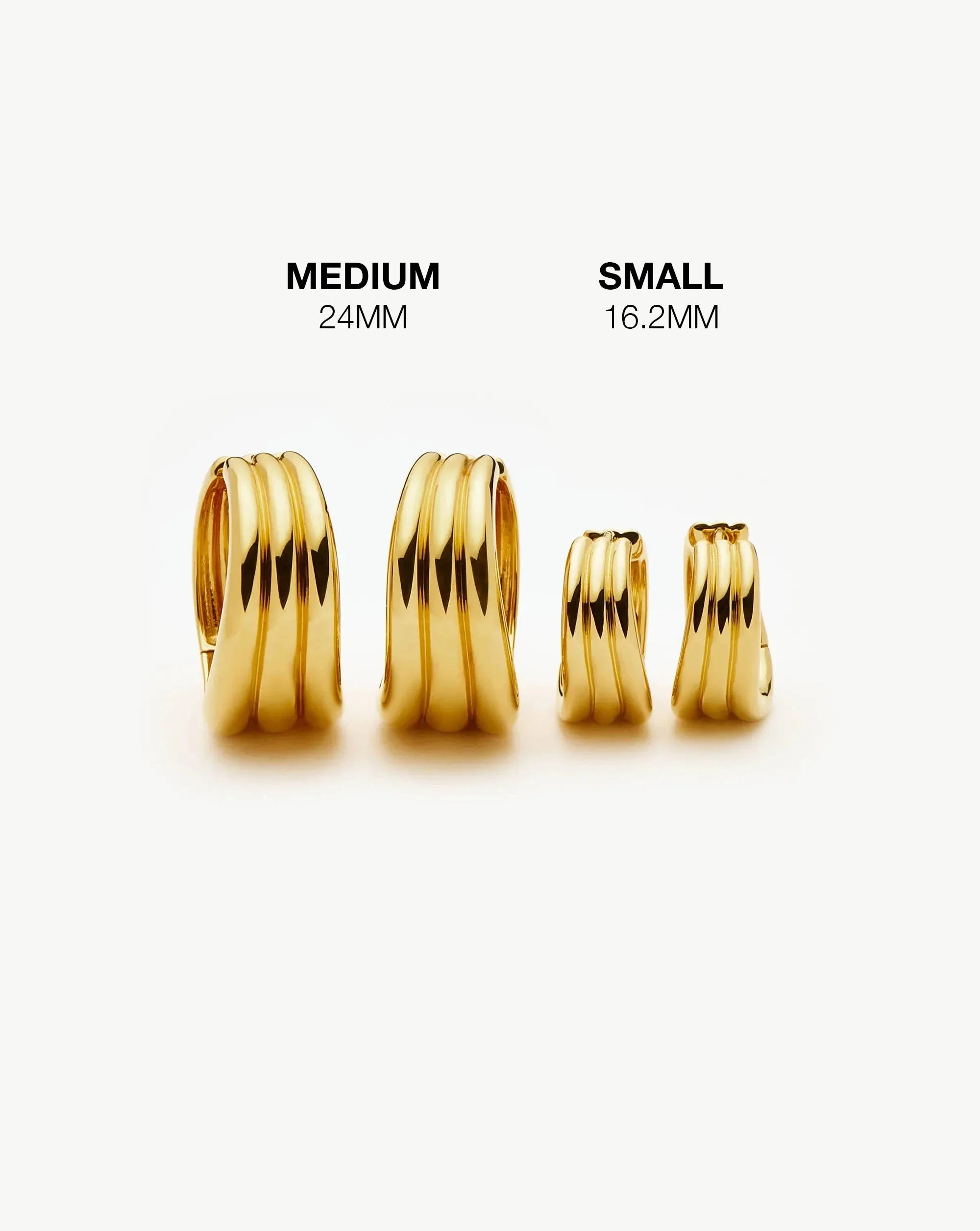 Savi Triple Ridge Medium Hoop Earrings | 18ct Gold Plated