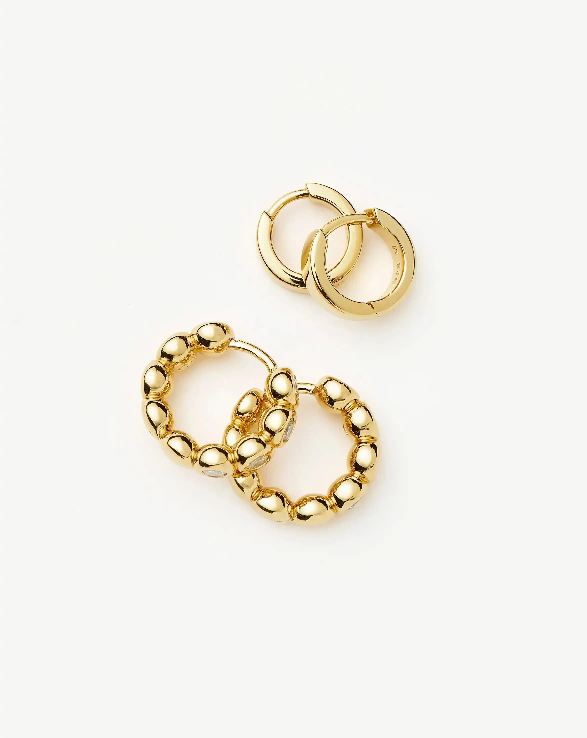Tennis & Chubby Hoop Earring Set | 18ct Gold Vermeil