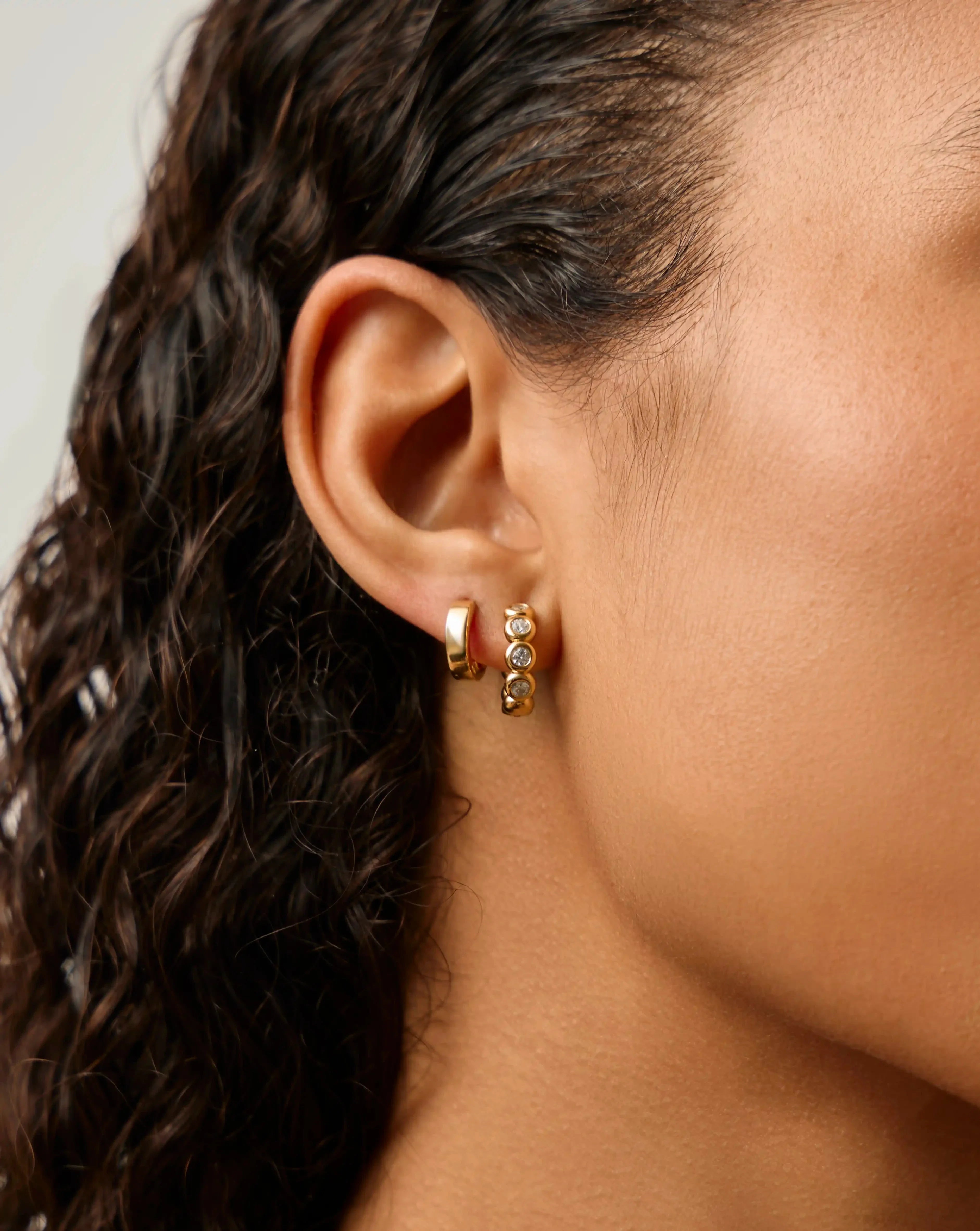 Tennis & Chubby Hoop Earring Set | 18ct Gold Vermeil