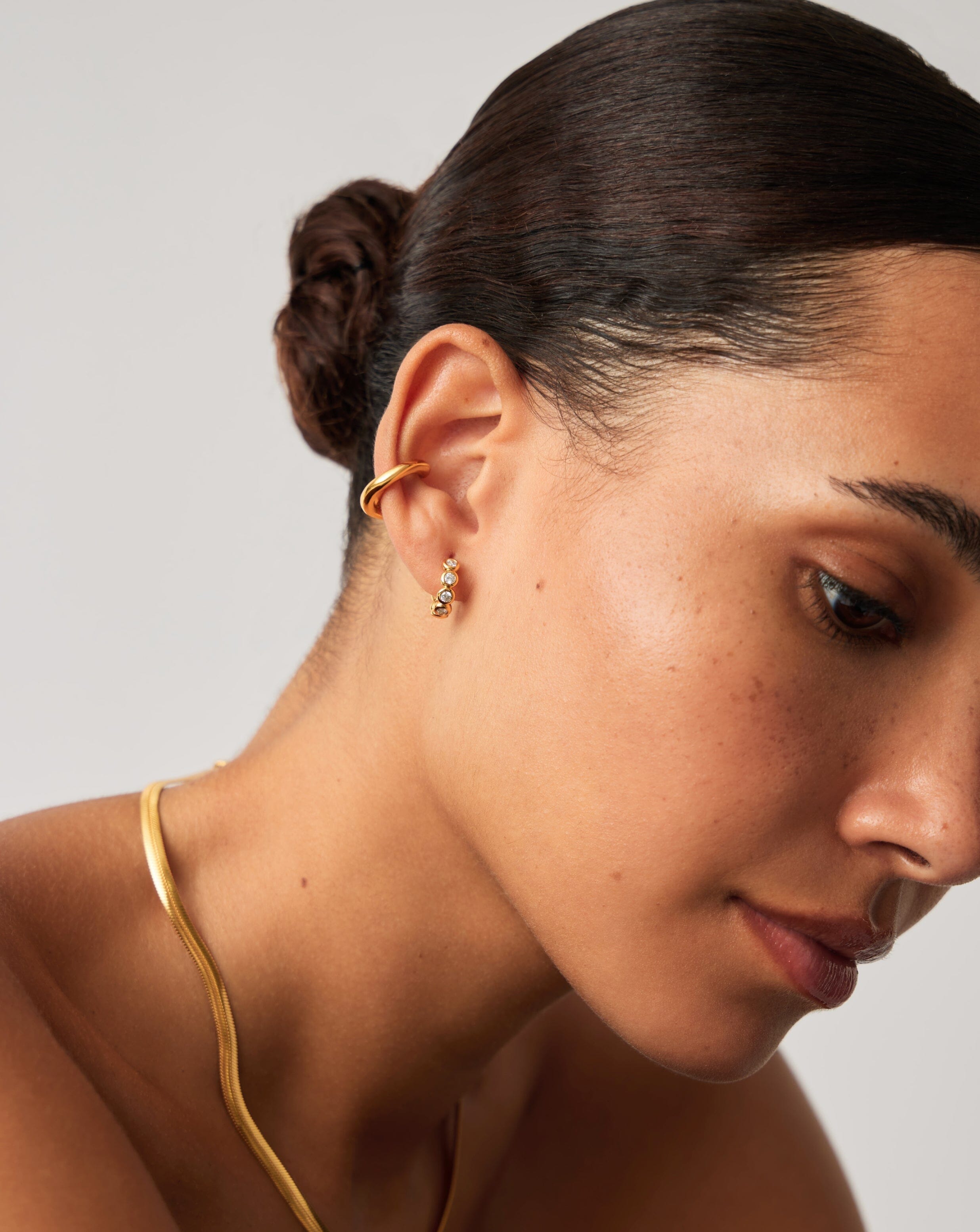 Tennis Small Hoop Earrings | 18ct Gold Vermeil Cubic Zirconia