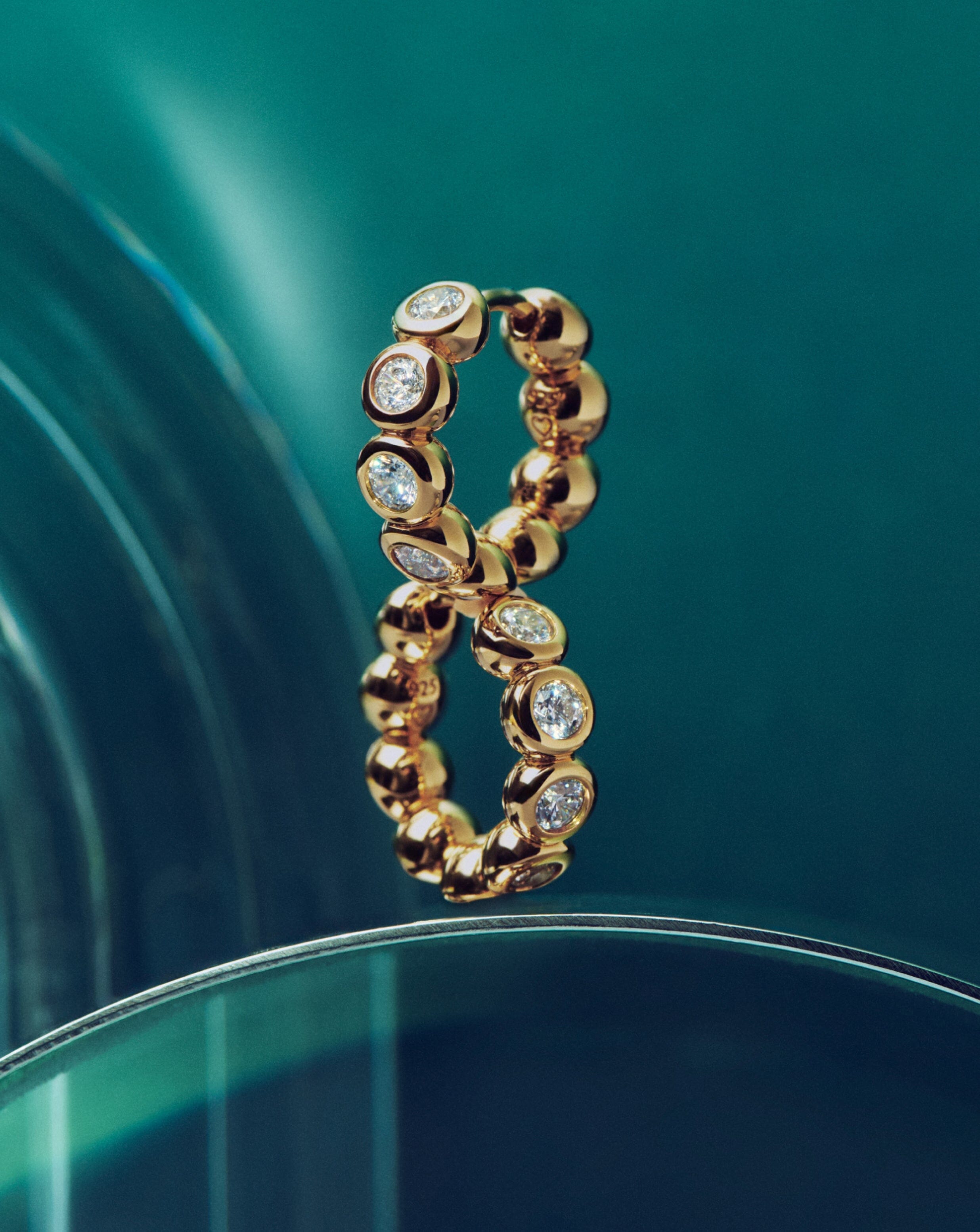 Tennis Small Hoop Earrings | 18ct Gold Vermeil Cubic Zirconia