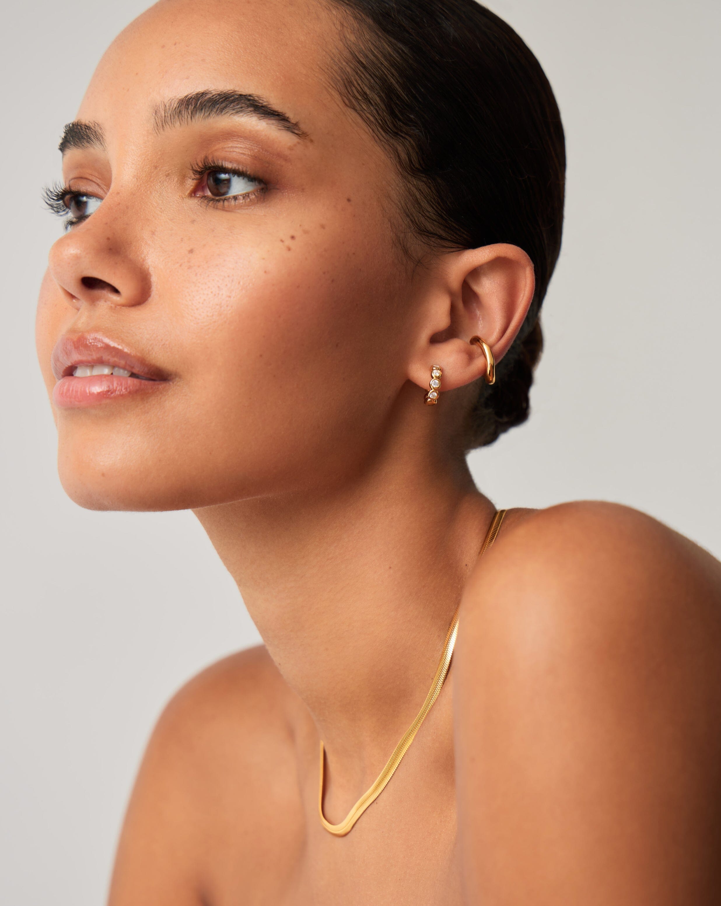Tennis Small Hoop Earrings | 18ct Gold Vermeil Cubic Zirconia