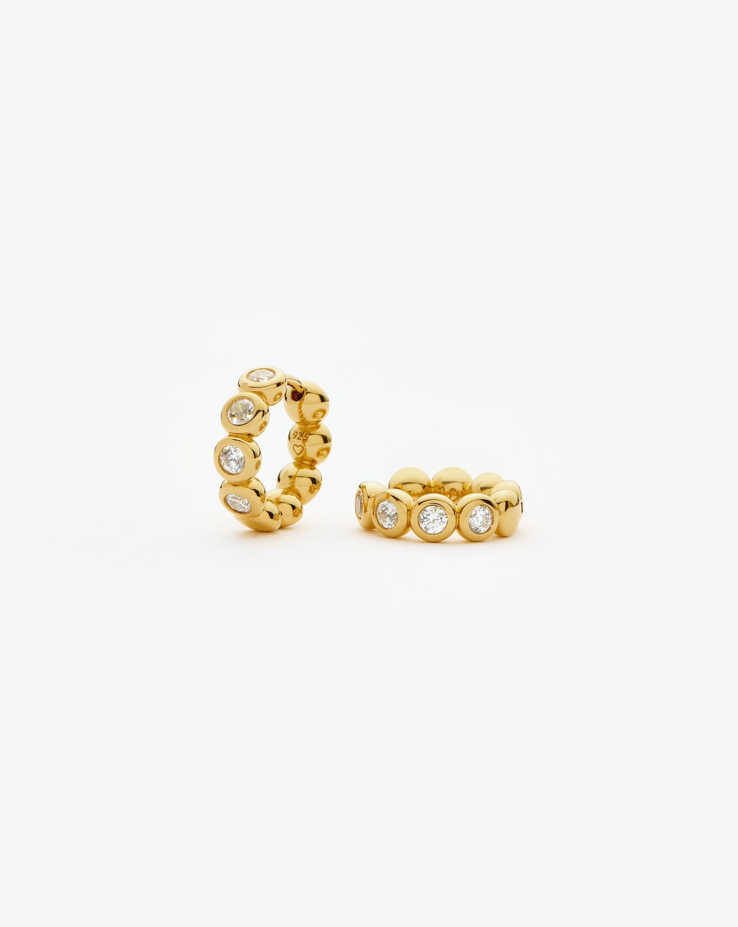 Tennis Small Hoop Earrings | 18ct Gold Vermeil Cubic Zirconia