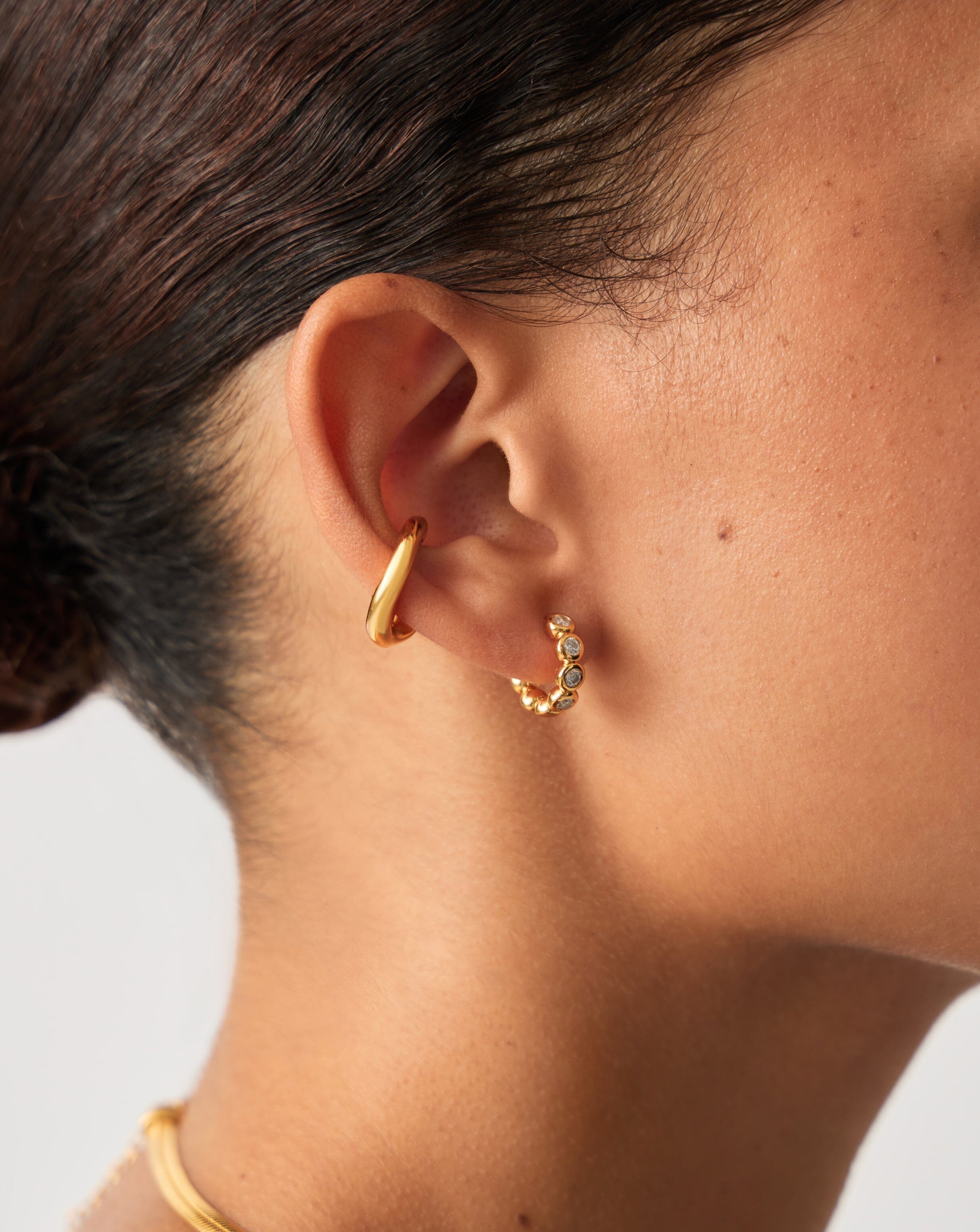 Tennis Small Hoop Earrings | 18ct Gold Vermeil Cubic Zirconia