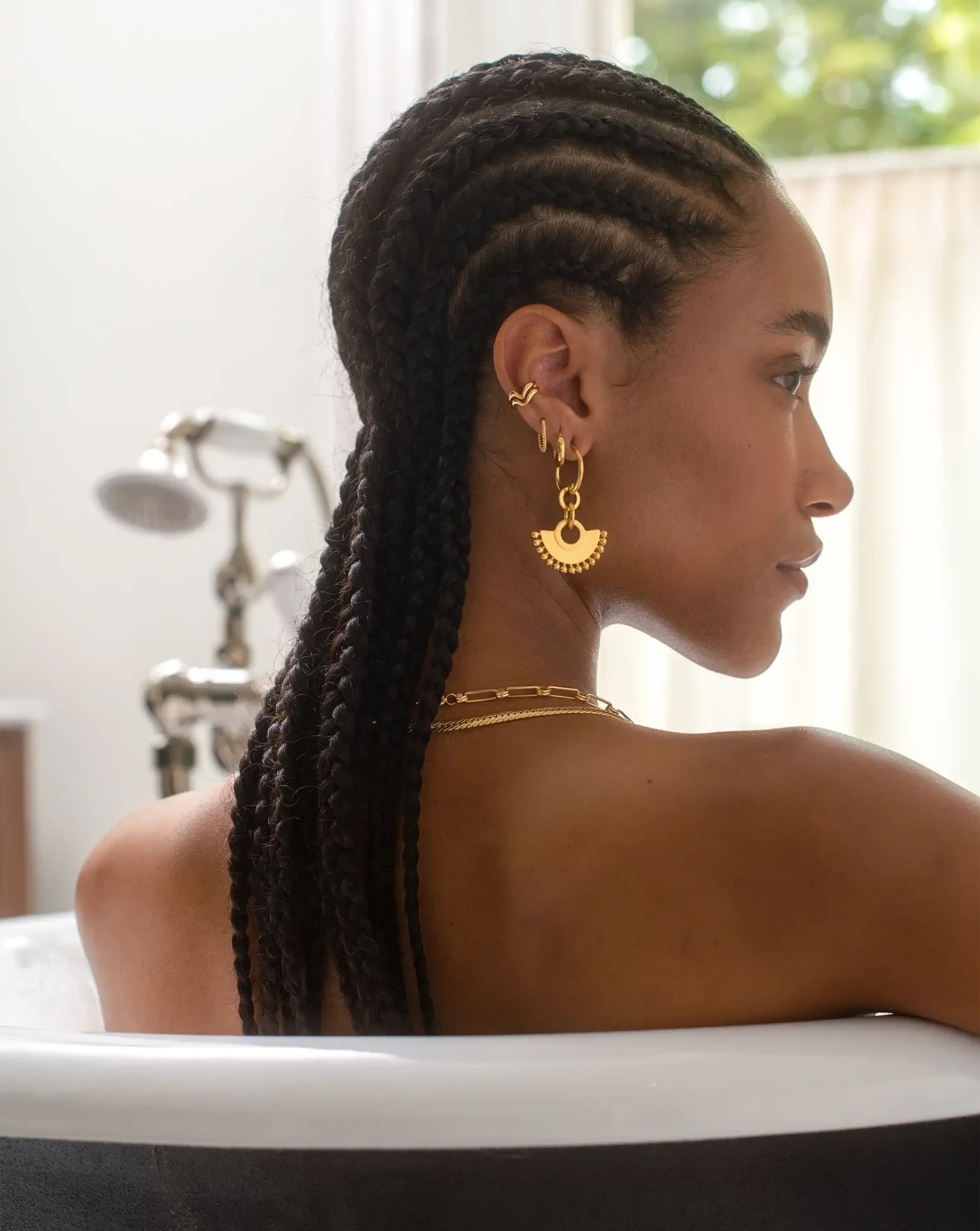 Zenyu Fan Chandelier Hoop Earrings